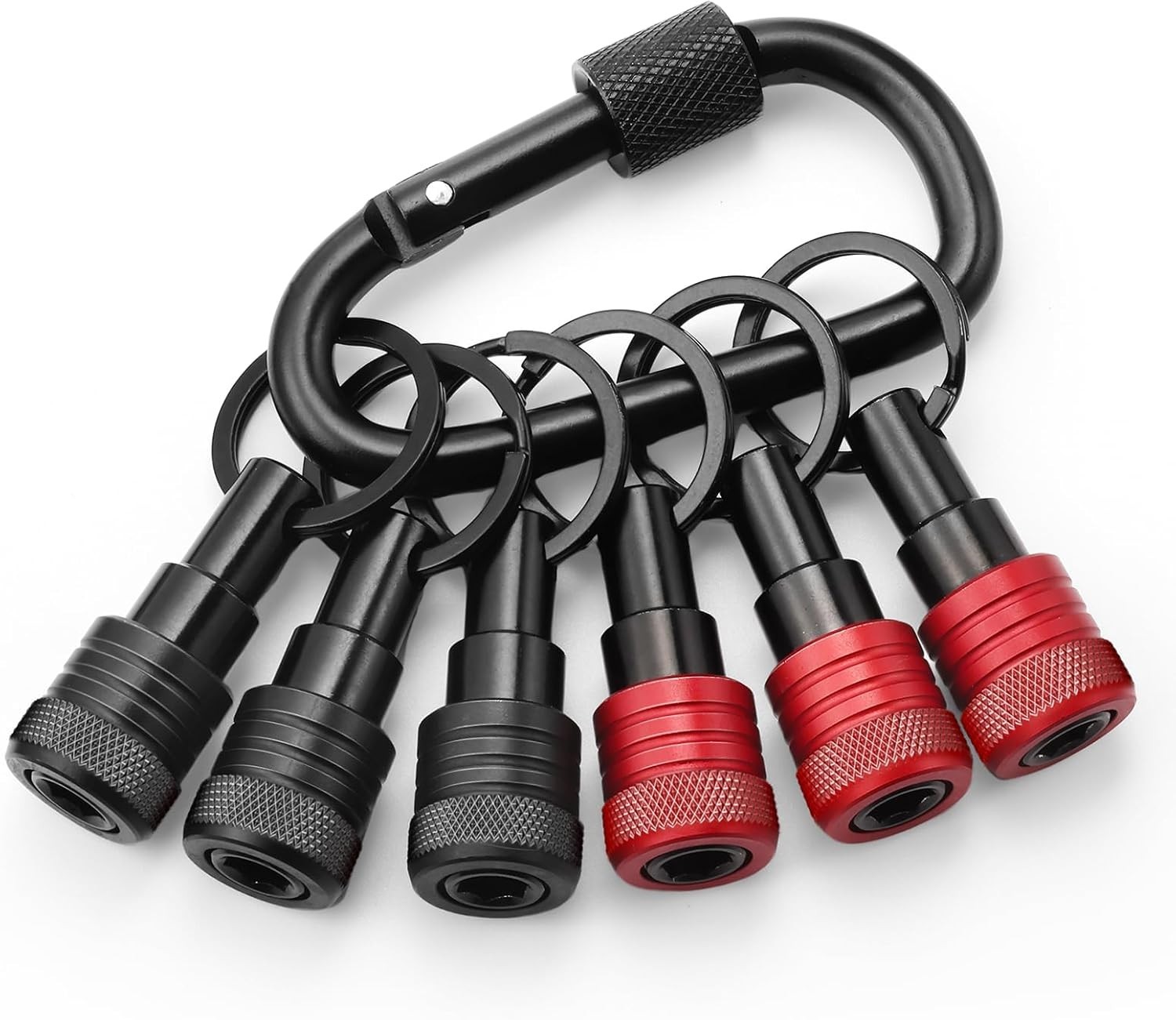 Impact Bit Holder 1/4 Inch Hex Drive, 6pcs Non-Slip Keychain Organizer, Heavy