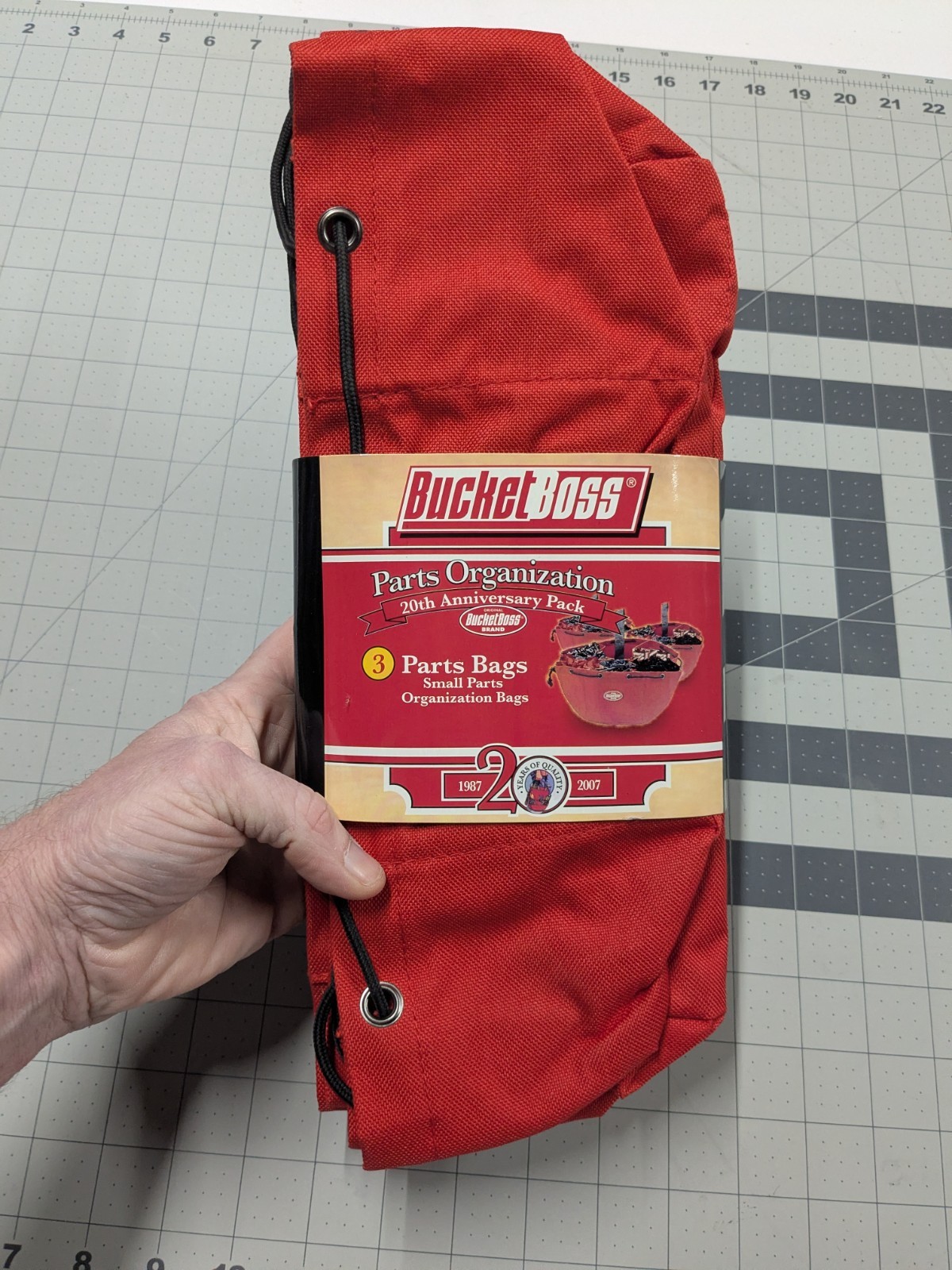 3 Bucket Boss Parachute Bag Small Parts organizer 3 PACK red 88834