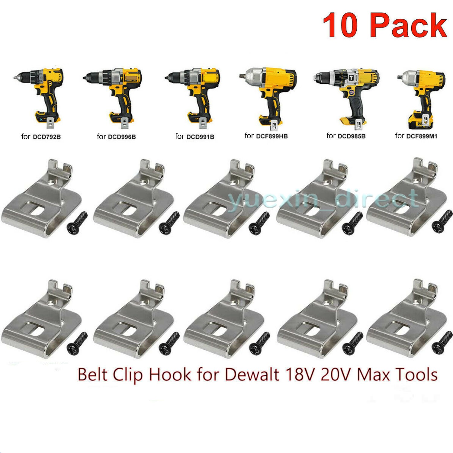 10Packs Replacement Drill Belt Clip Hook Holder for Dewalt 20V Max Tools w/Screw