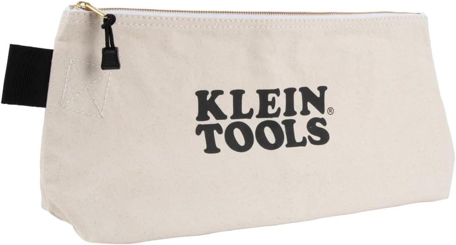 Klein Tools Zipper Bag, Canvas Tool Pouch with Heavy Duty Brass Zipper Close