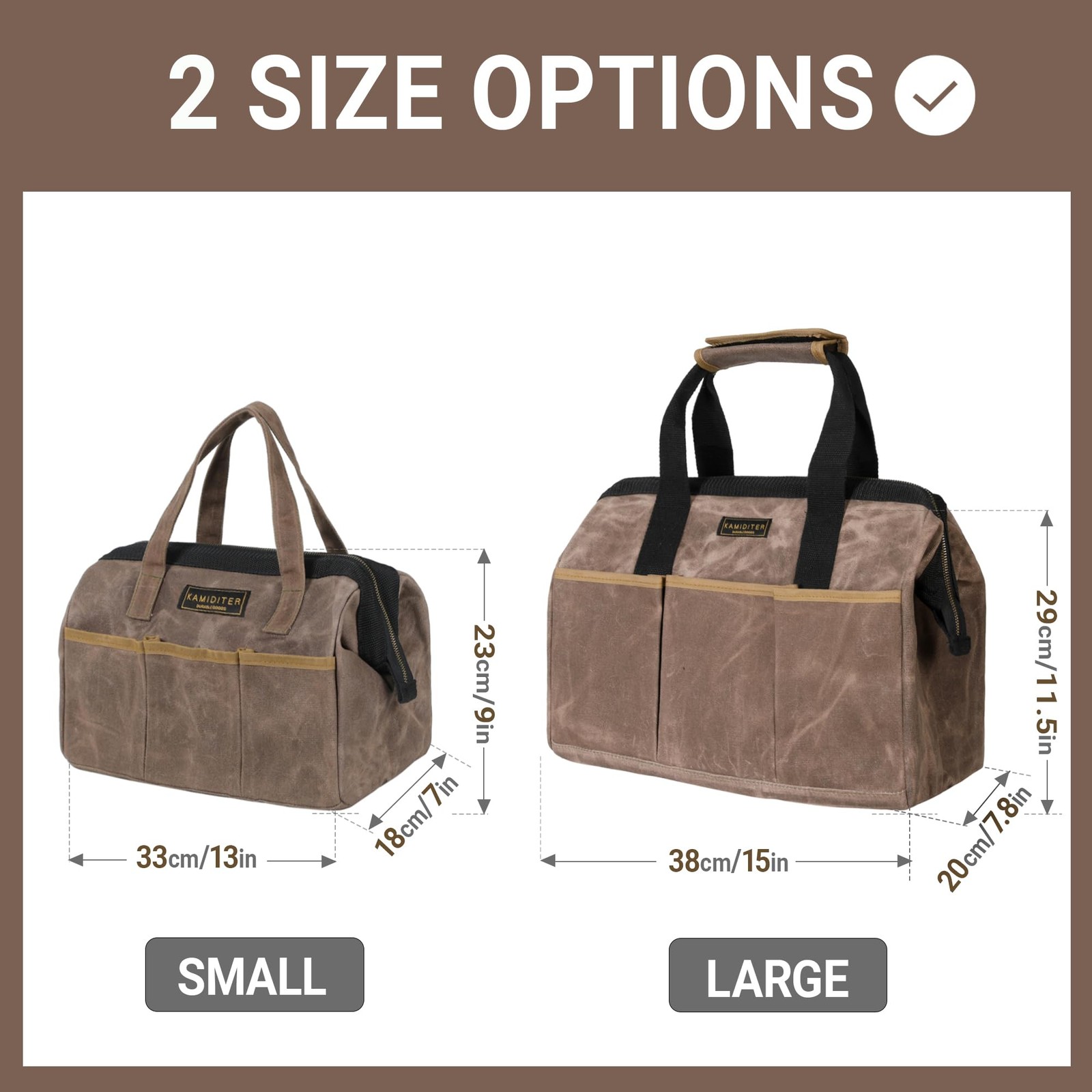 Tool Bag, 13inch Heavy Duty 16oz Waxed Canvas Wide Mouth WaterResistant Tool …