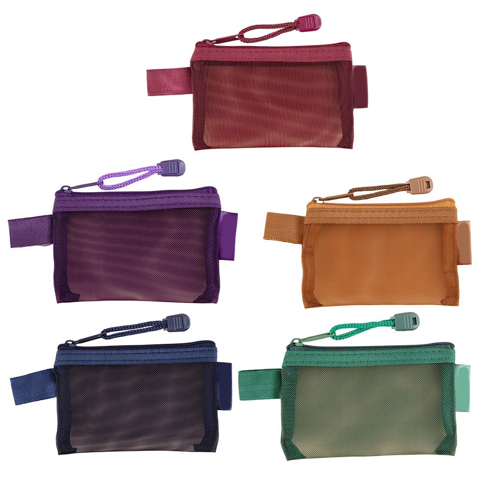 Small Zipper Mesh Nylon Bag for Earphones Makeup Storage and Daily Organization
