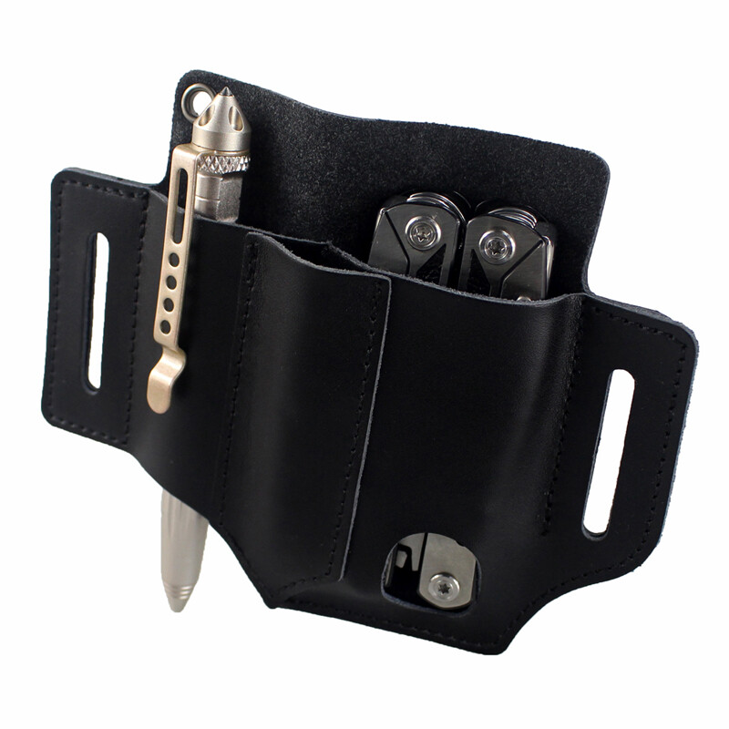 US Multifunction Leather Belt Tool Pouch EDC Portable Pen Tool Storage Bag