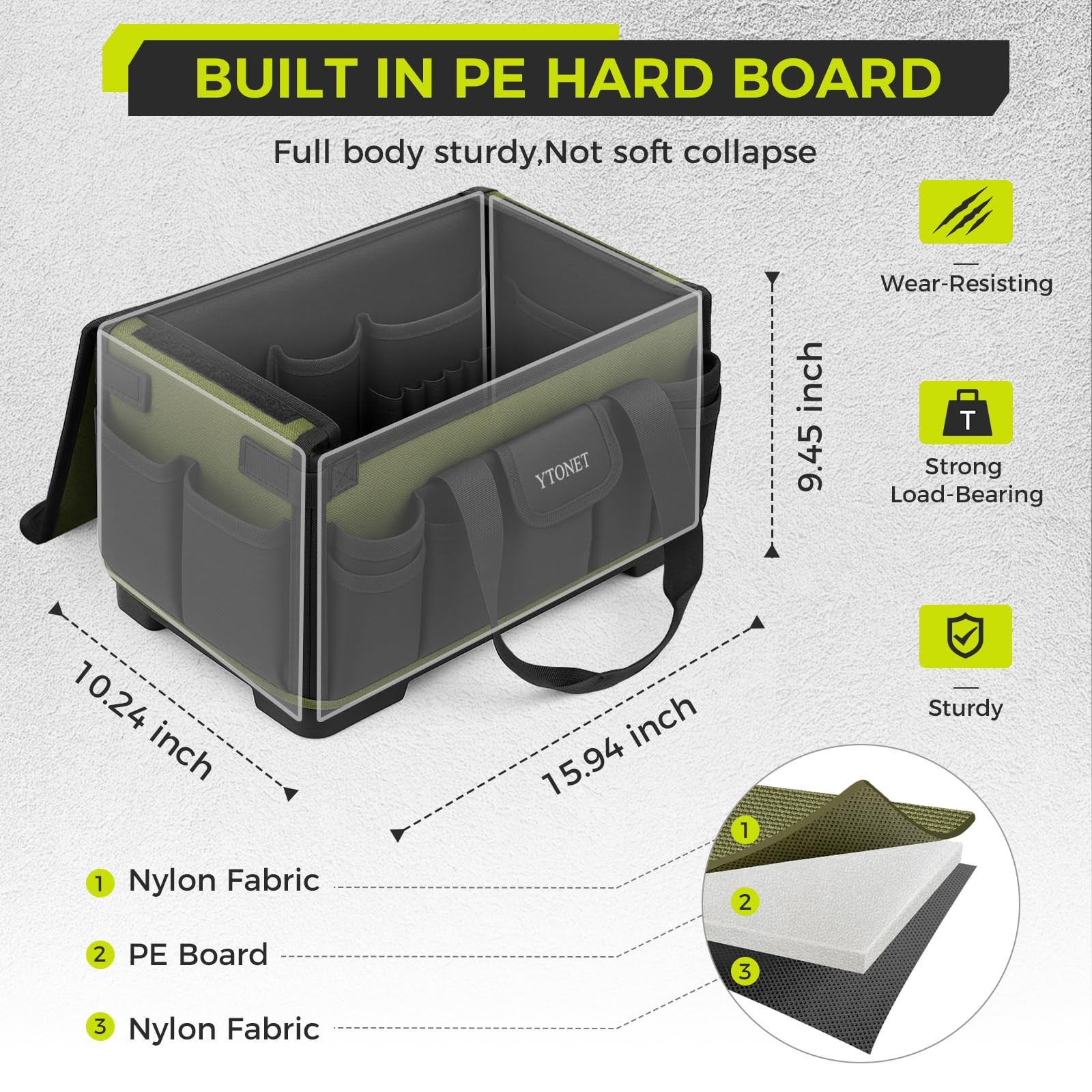 Ytonet Heavy Duty Tool Bag 16-Inch 46 Pockets Electrician Tool Bag For Men Hard