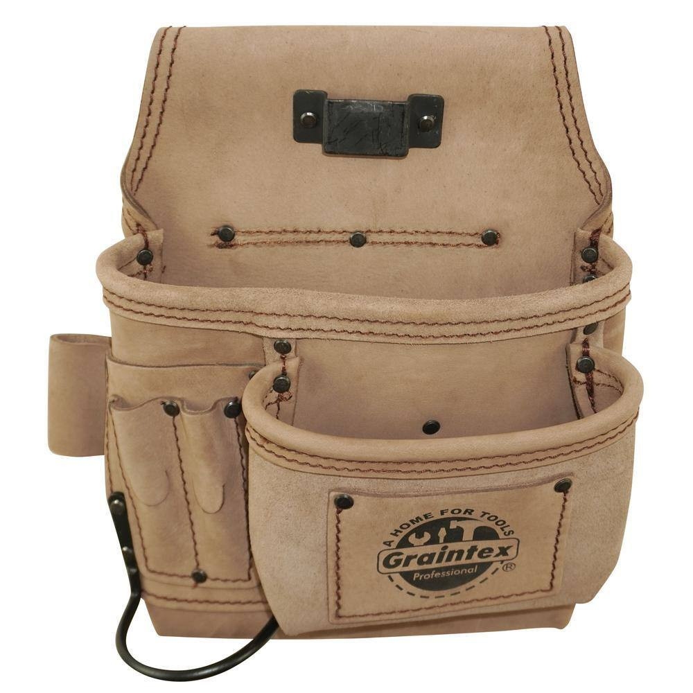 5-Pocket Right Handed Beige Top Grain Leather Tool Pouch