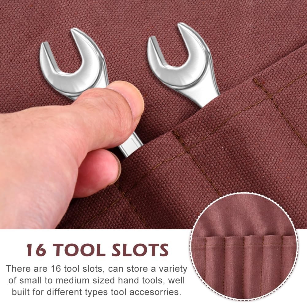 EMVANV 16 Pockets Wrench Roll Organizer, Up Tool Bag, Multi-Purpose…