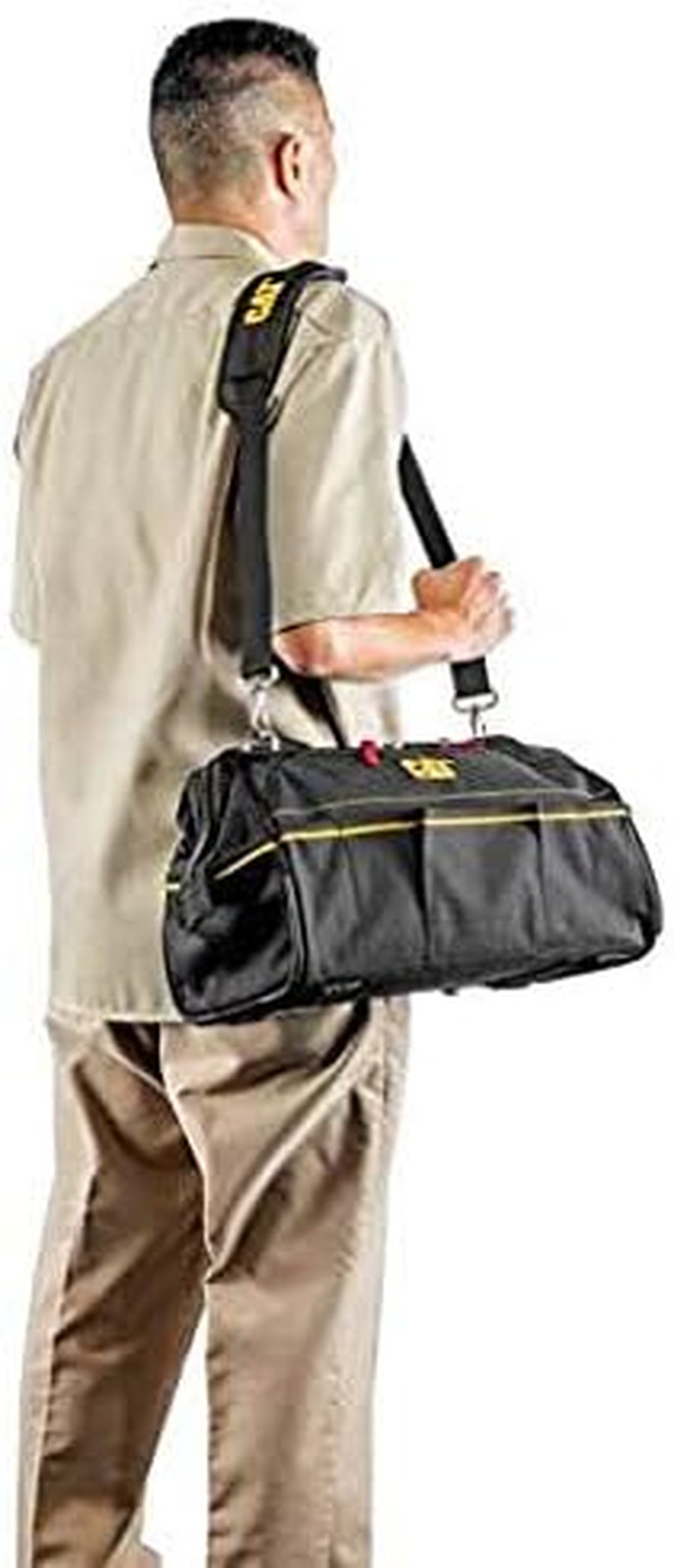 CAT 16-Inch Pro Wide Mouth Tool Bag, 14 Pockets for Tool Storage and Organizatio