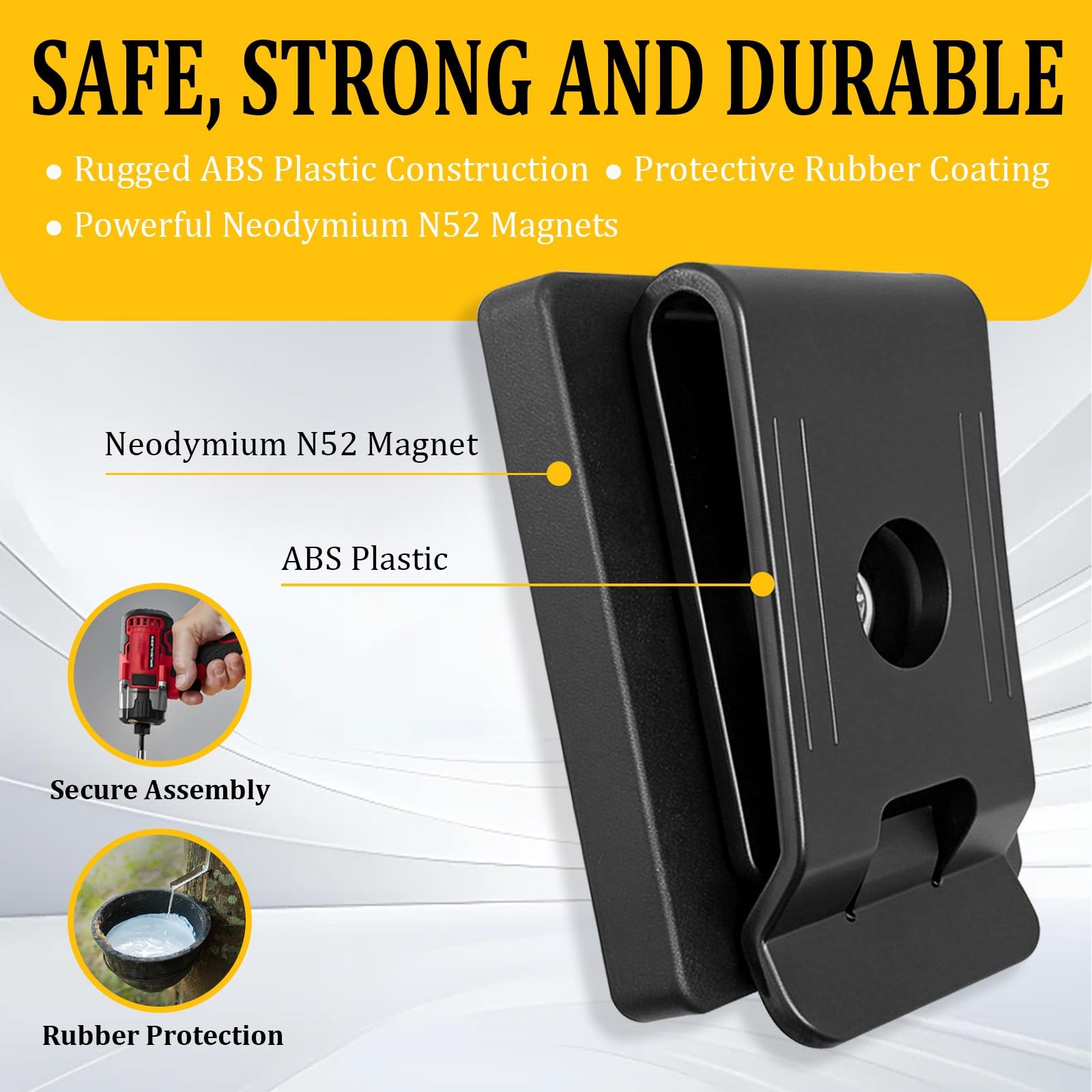 2PCS Belt Magnetic Clips Black Magnet Tool Holder Organizer for Hammers Nails…