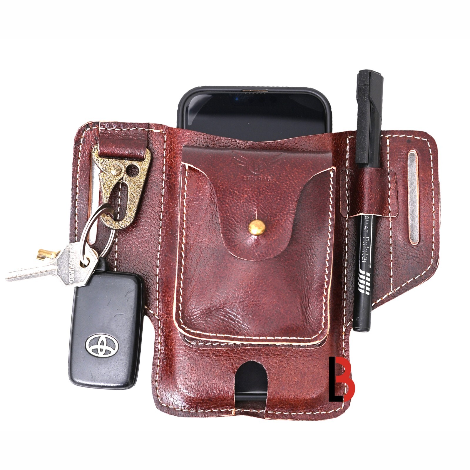 Multitool Belt Sheath Organizer, EDC Belt Holder, Pen Holder and Keychain Clip