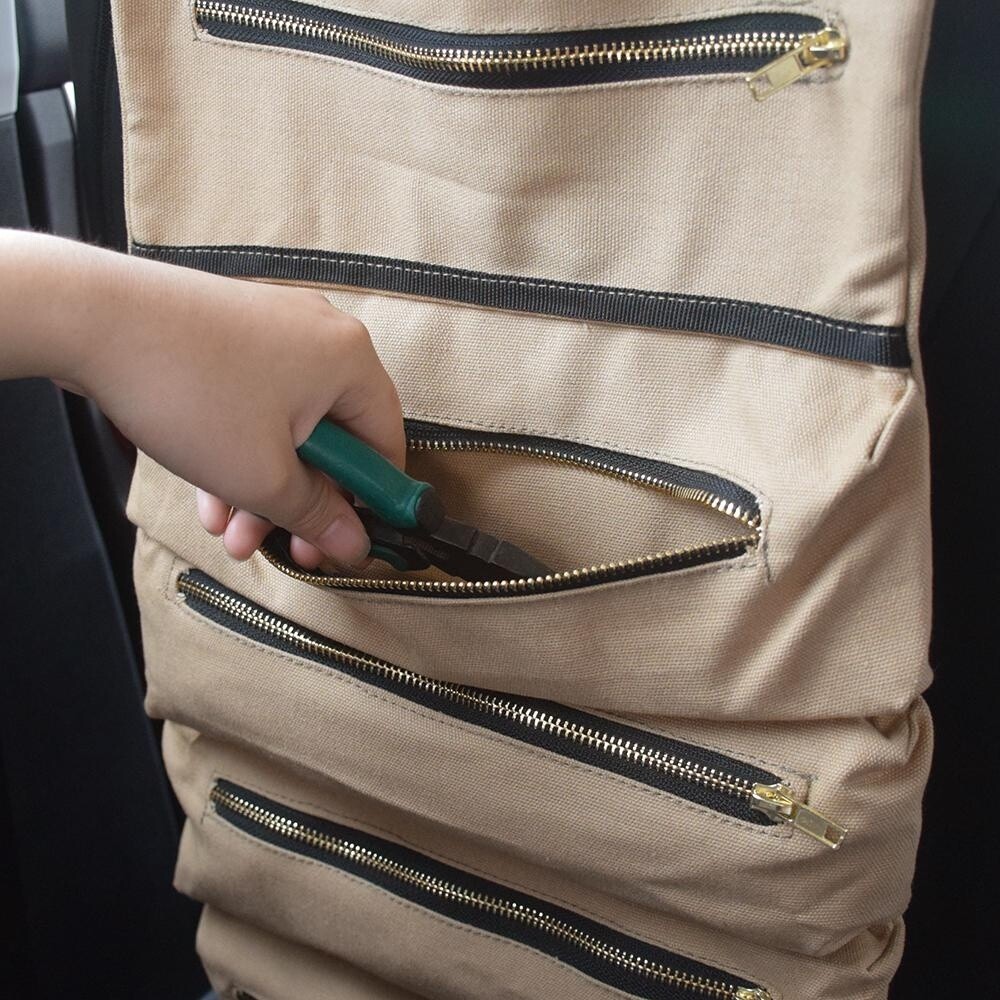 Tool Roll Organizer Foldable Bag for Car Electrician Tools Pliers Wrenches Pouch