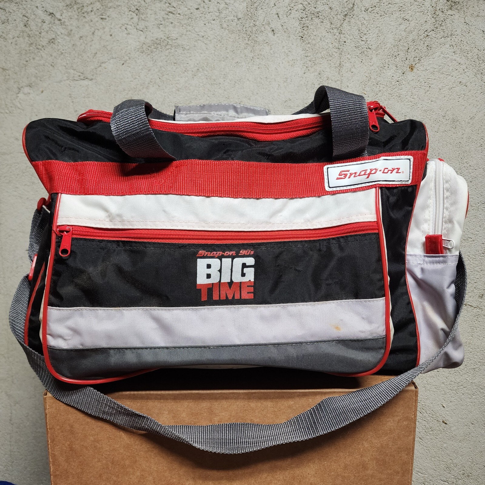 Snap-On 90’s Big TimeTool Duffle Bag Tote Red White Black Vintage