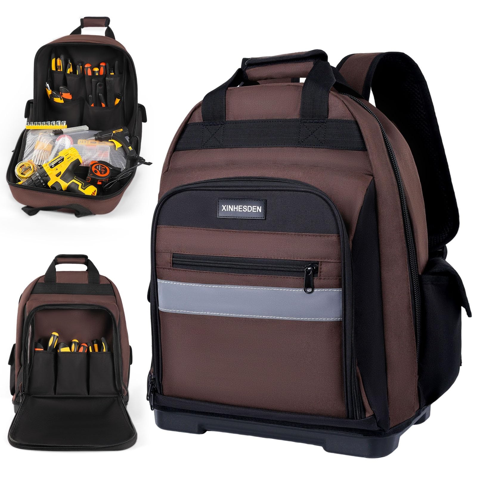 Tool Bag Backpack, Heavy Duty Tool Backpack Bag with Waterproof Molded Base, Ele