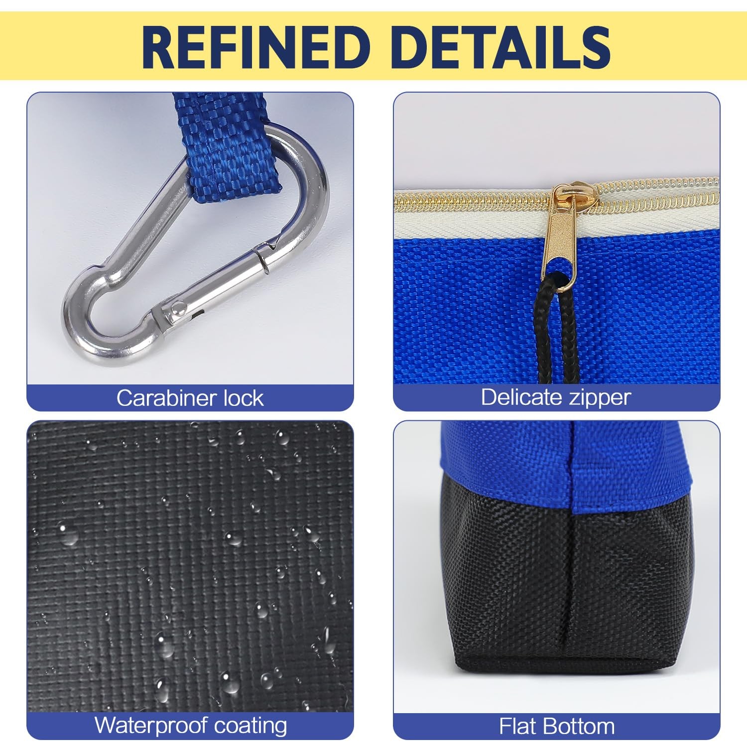 Tool Pouches With Zipper Stand-Up Small Bag Water Resistant 12 Inch 4 Pack
