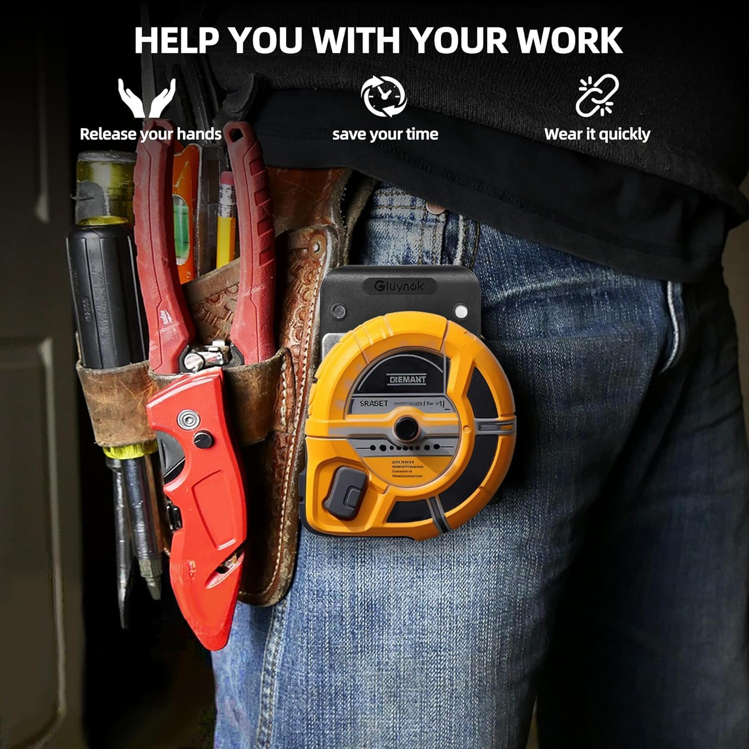 Tape Measure Holder，Drill Holder for Tool Belt-Simple Hook Holster for Cordless