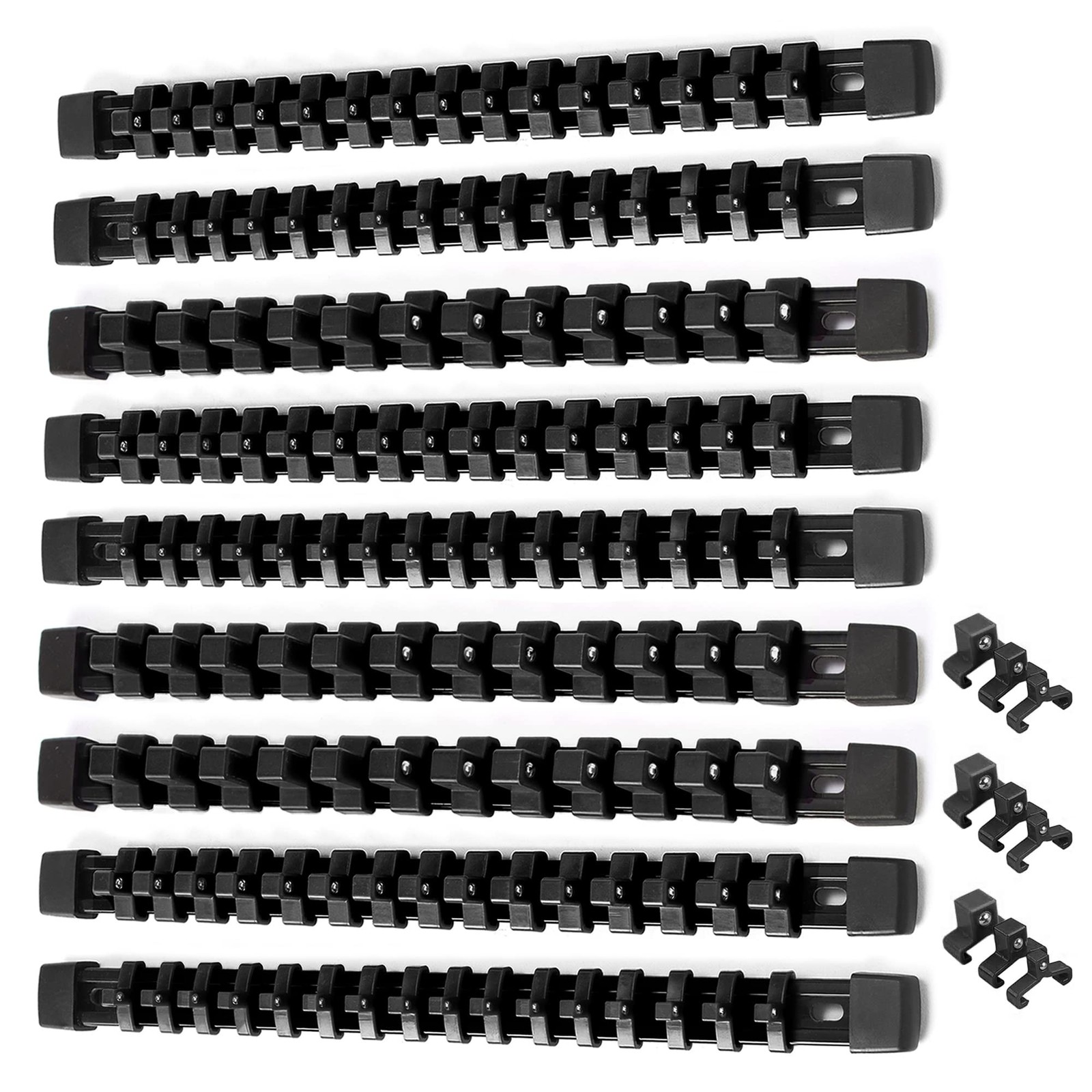 ALOANES 9PC ABS Socket Organizer, 9PC, 1/2, 3/8 & 1/4-inch Drive, Black
