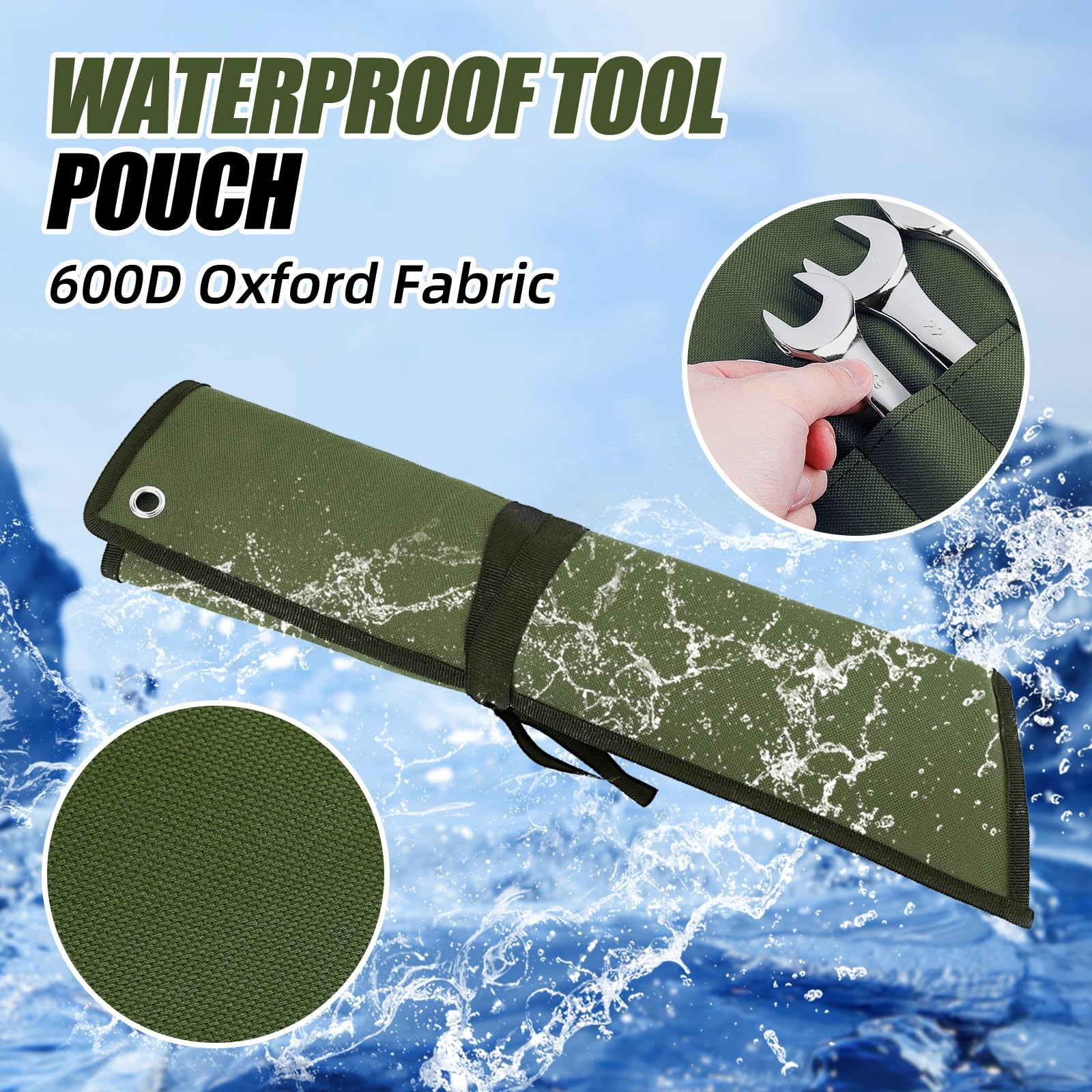 Wrench Roll Organizer 16 Pockets, Wrench Pouch Roll Up with Water Proof Oxford