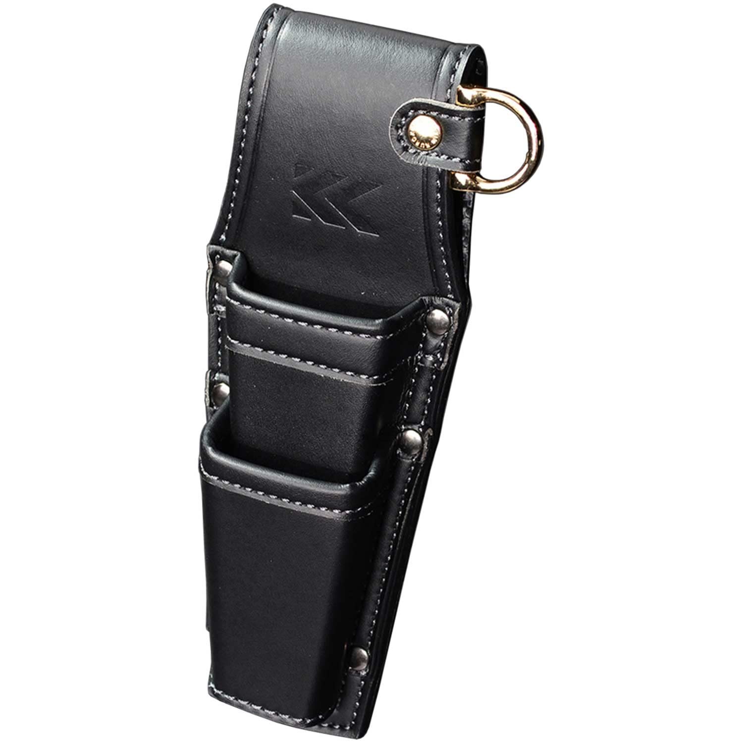 Fujiya AH-62BG 2-Pocket Pliers Holder Black & Gold Light PU Leather Series