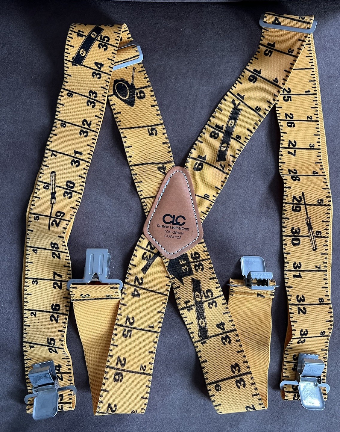 Custom Leather Craft Work Suspenders Ruler Pattern 1 Size Fits All Pre Owned
