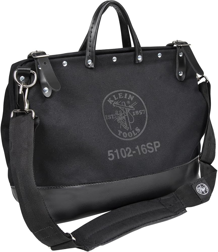 Klein Tools 510216SPBLK Tool Bag, Large 16-Inch Deluxe Canvas Tool Bag and Organ