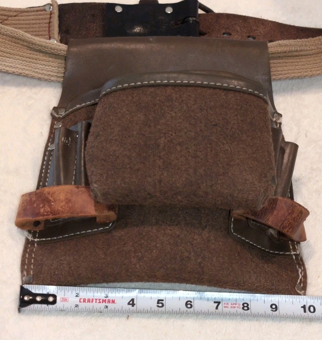 Vintage Weyerhaeuser Leather Carpenter Tool Belt, Nail Pouch, Apron USA Workwear