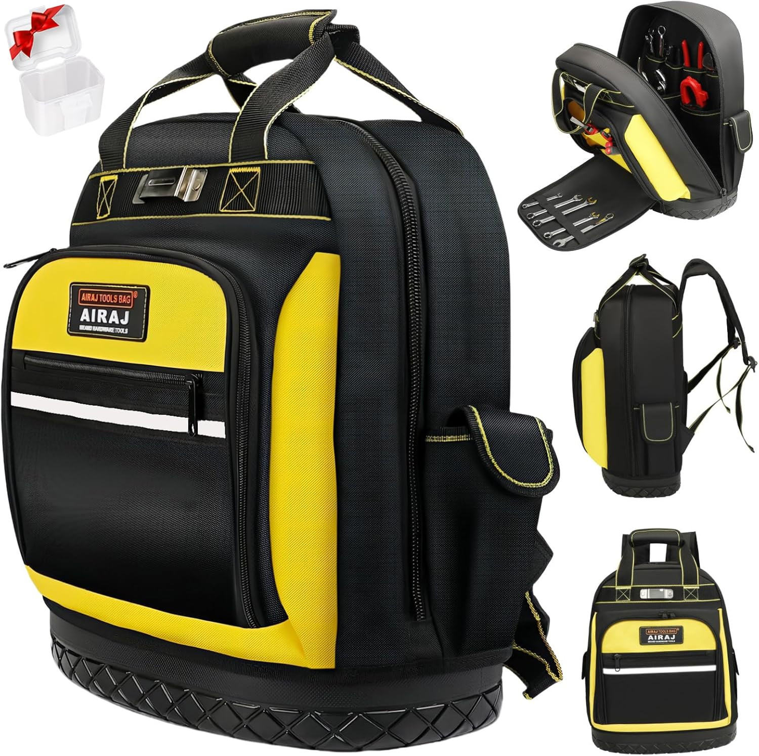 Tool Backpack,17″Heavy Duty Tool Backpack Bag with Waterproof Molded Base,Durabl