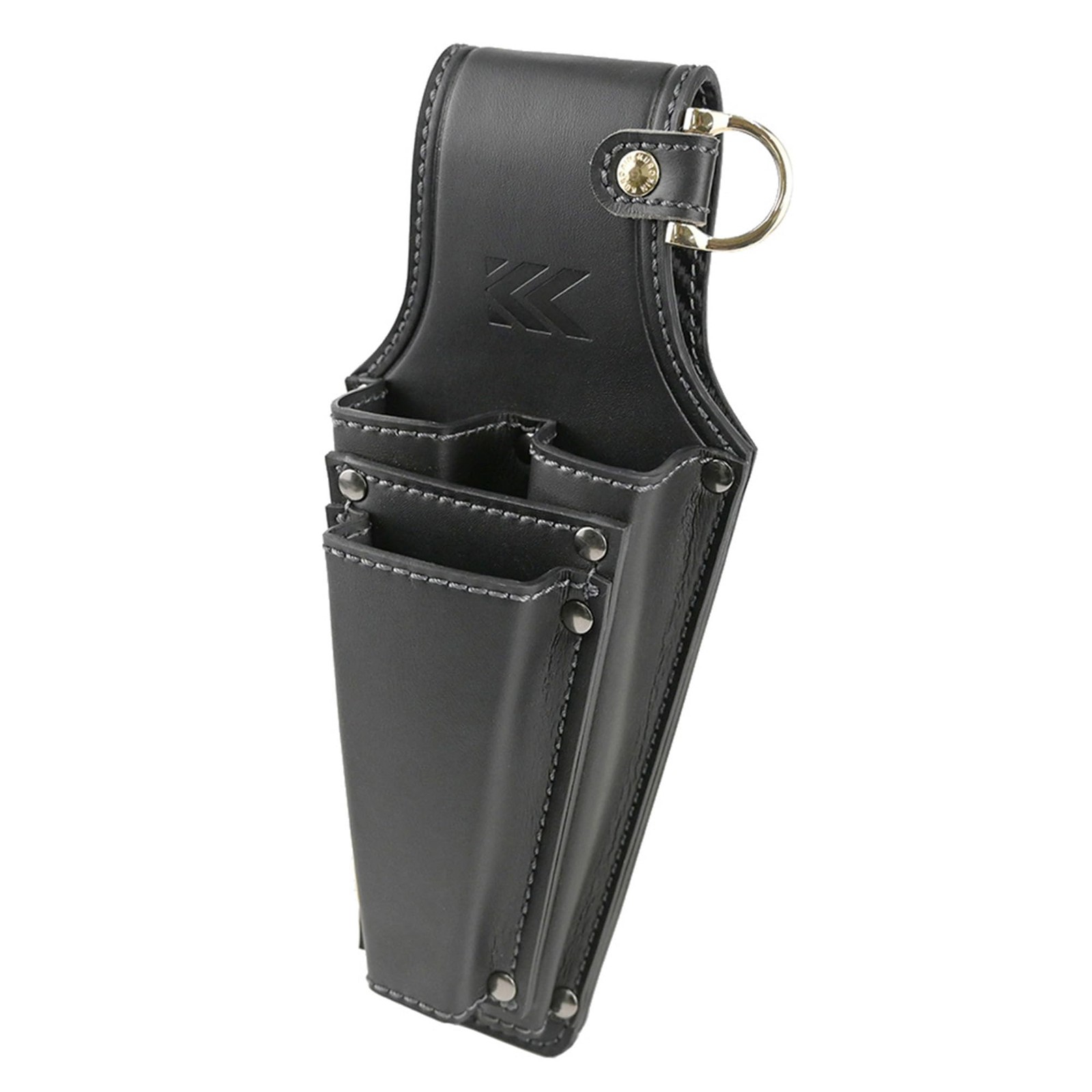 Fujiya AH-33BG Black Gold Pliers & 2-Slot Screwdriver Holder Faux Leather Pouch
