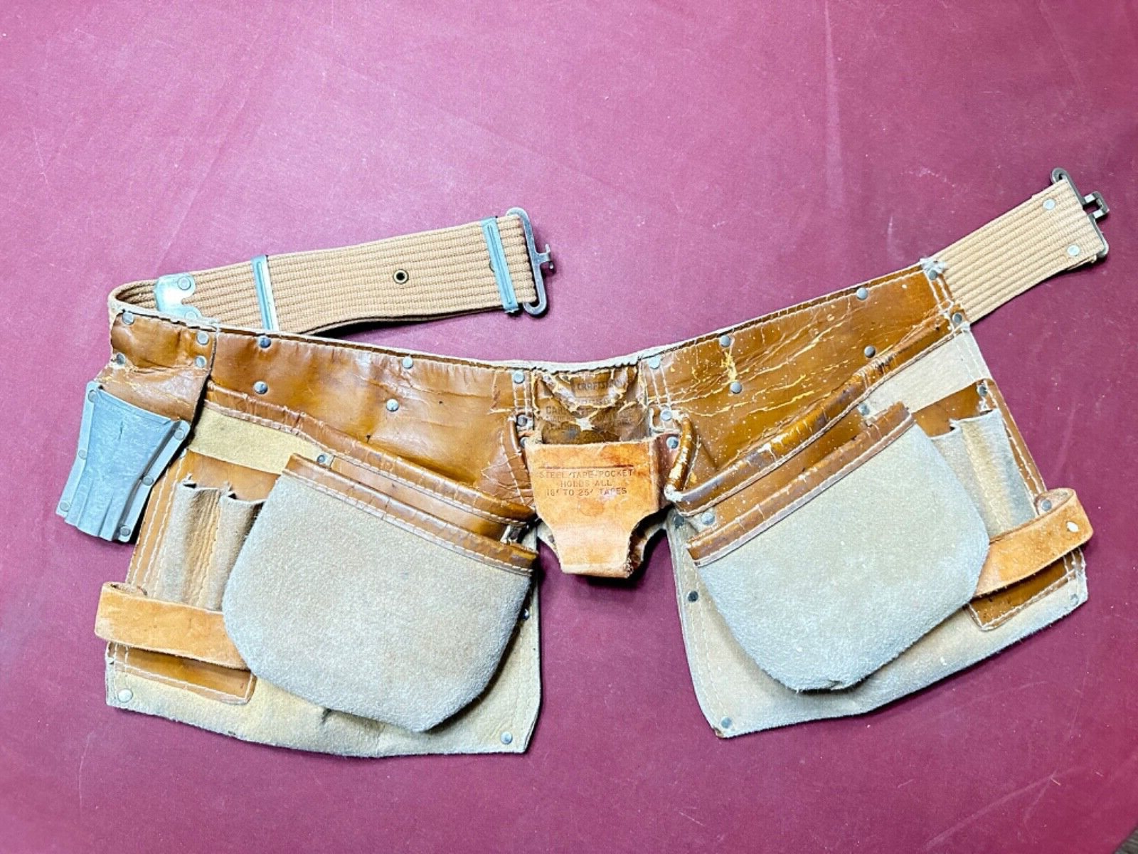 Vintage Sears Craftsman Large Smooth Pockets Adjustable Tool Belt, 11 Pockets
