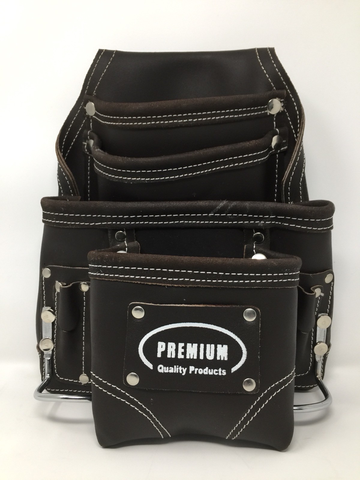 Pack Of 10 Leather Gold “PREMIUM”Ten Pocket Oil Tann Tool Pouch Hammer Holders