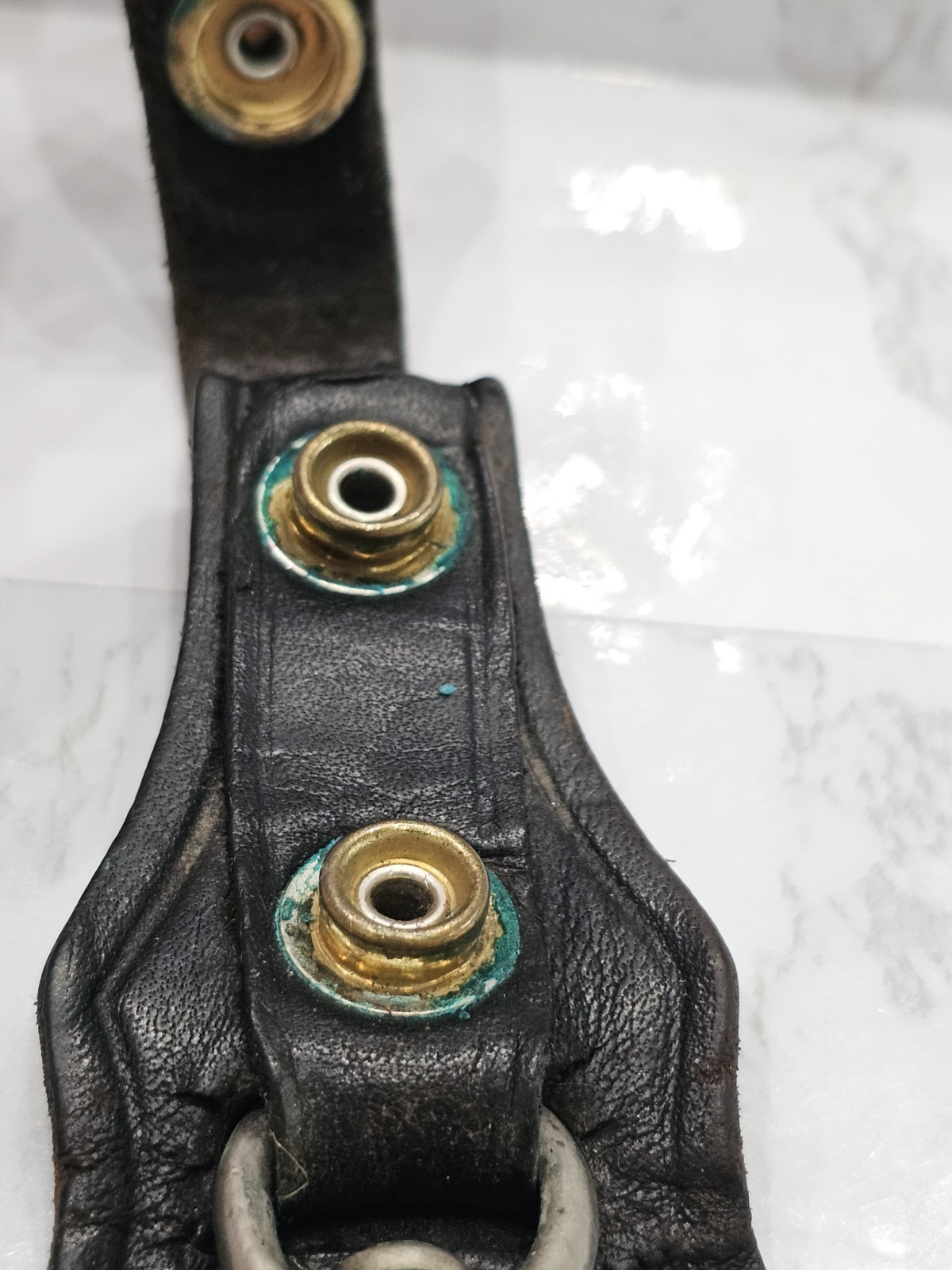 Vintage Tool Holster Leather Metal Hook Button For Belt Holster Pattern Key Ring