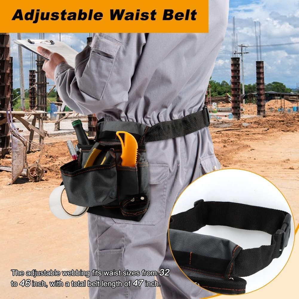 Electrician Tool Pouch with 32-46inch Adjustable Tool-Belt Pouches,8-Pocket T…