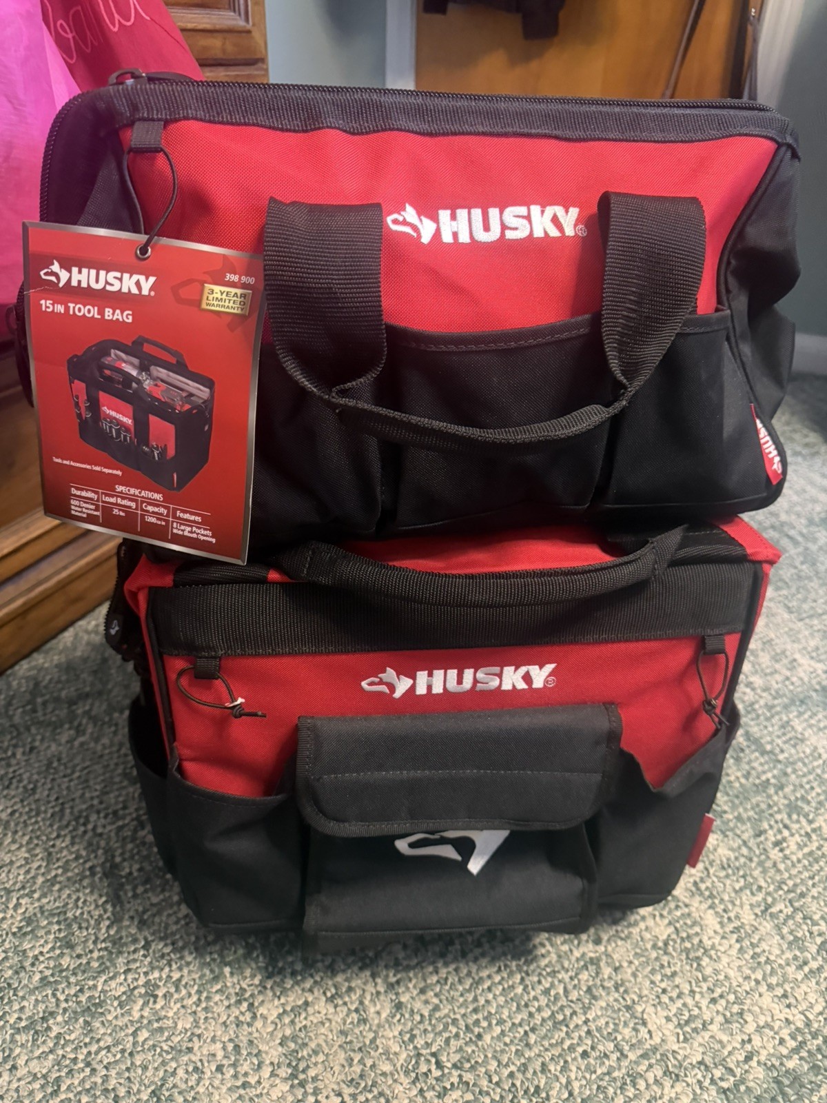 Husky 14 In. 13 Pocket Rolling Tool Bag with 18” bag