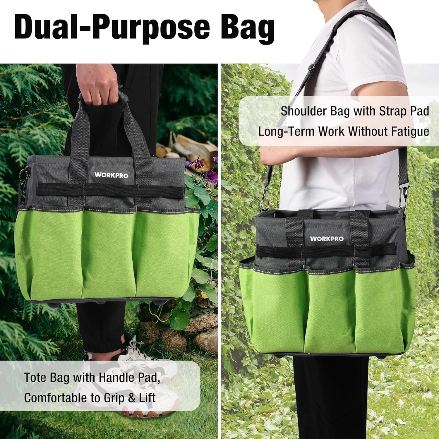 Garden Tool Bag Organizer, Heavy Duty Gardening Tote Bag with 10 Pockets and …