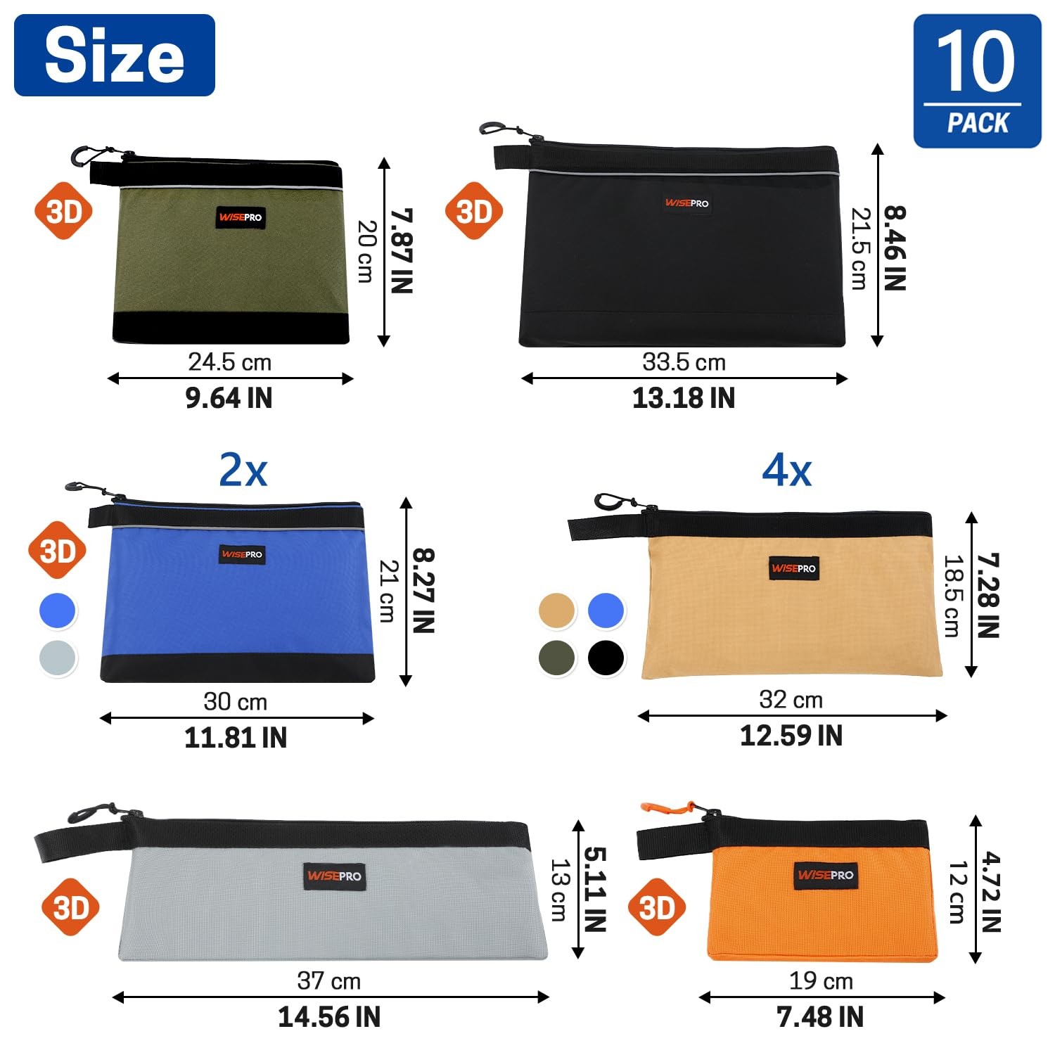 Zipper Tool Pouches MultiPurpose Utility Bags For Hardware Screws Pliers