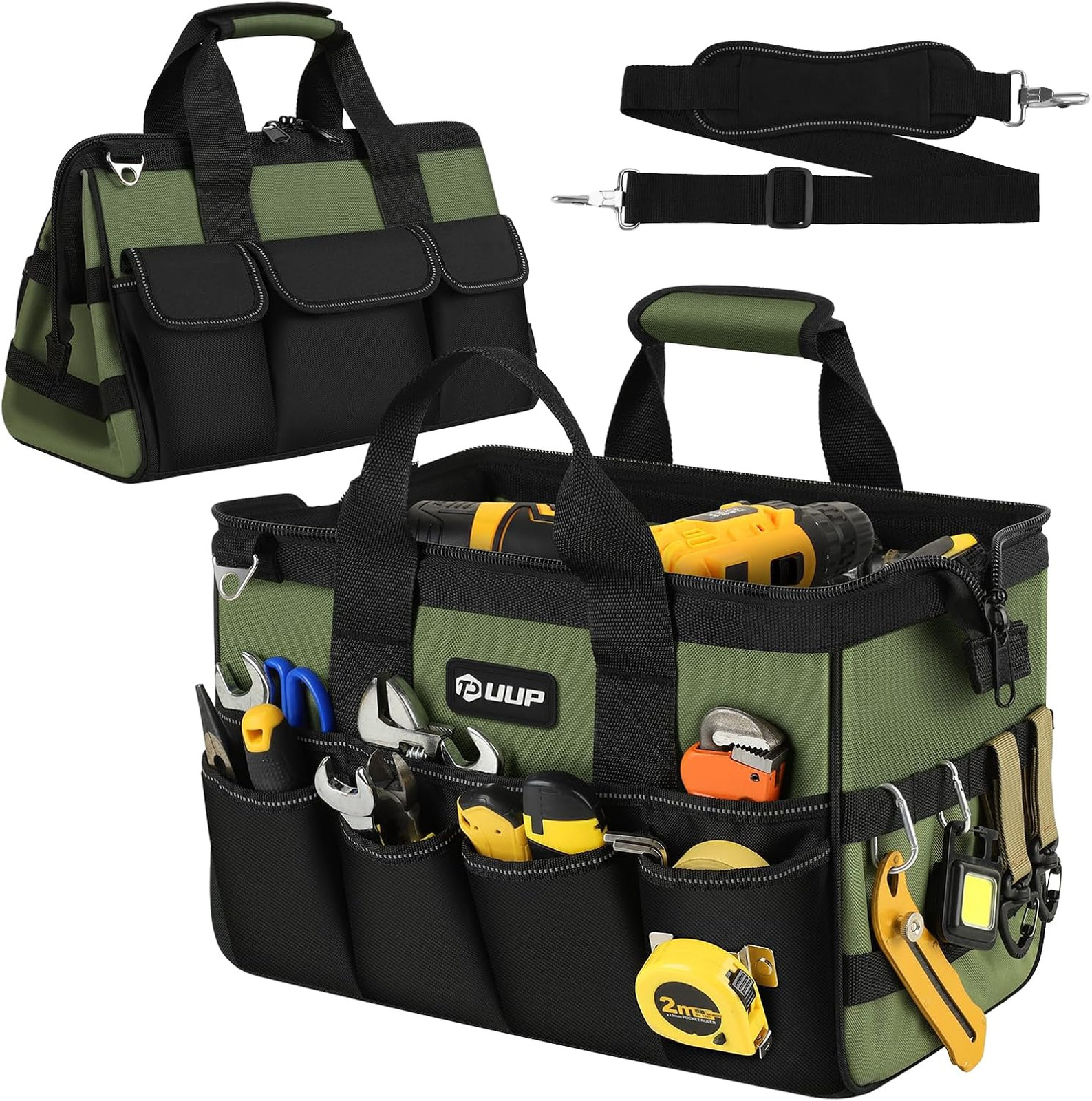 Heavy Duty Tool Bag 15 Inch Portable Organizer with 16 Pockets Large Storage