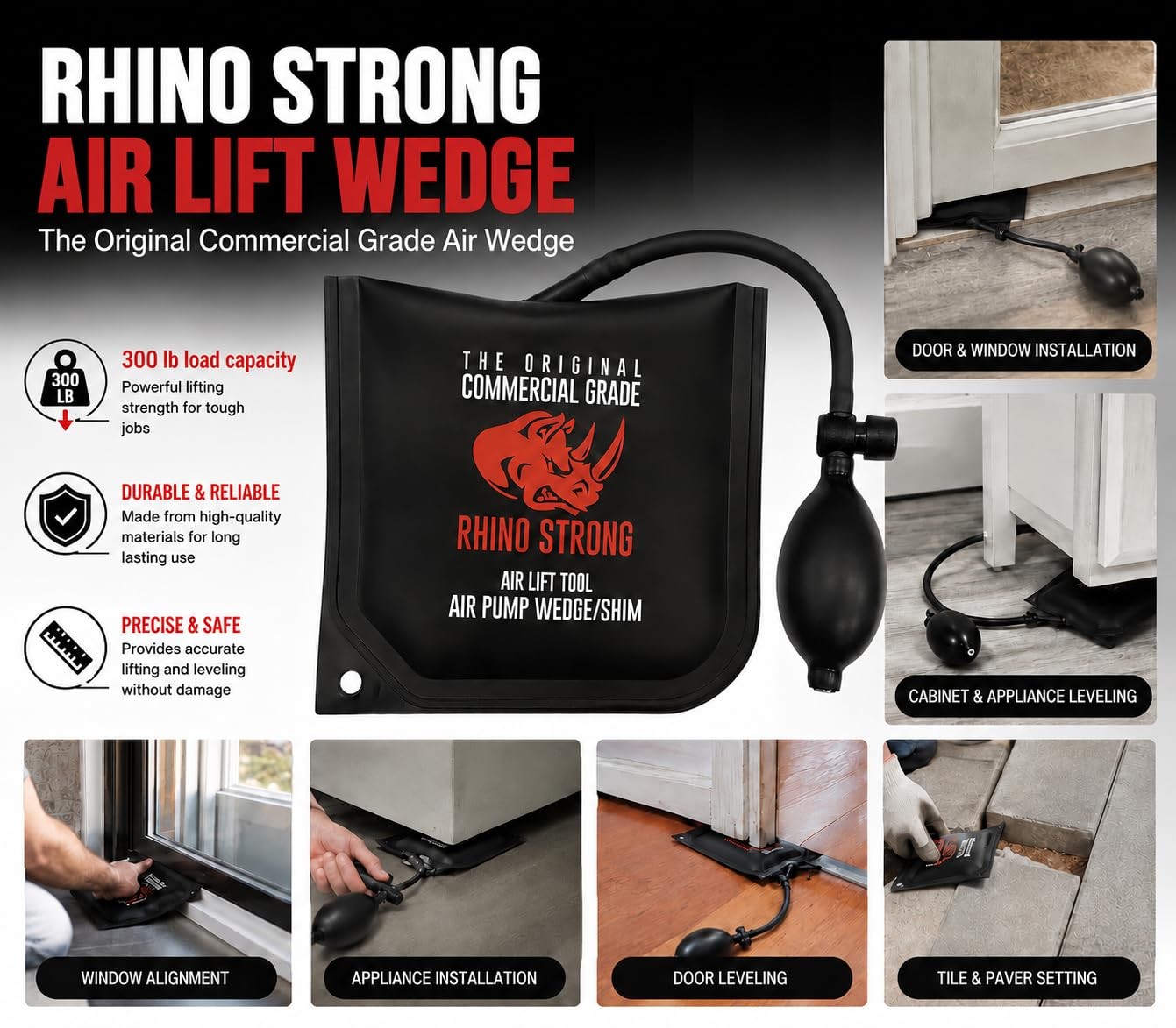 The Original Rhino Strong Commercial Grade Air Wedge Bag Pump Professional