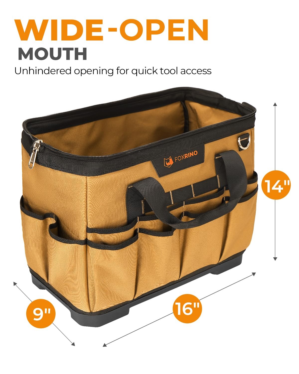 Heavy Duty Tool Bag 16-Inch, 42-Pocket Portable Empty Tool Box Organizer Stor…