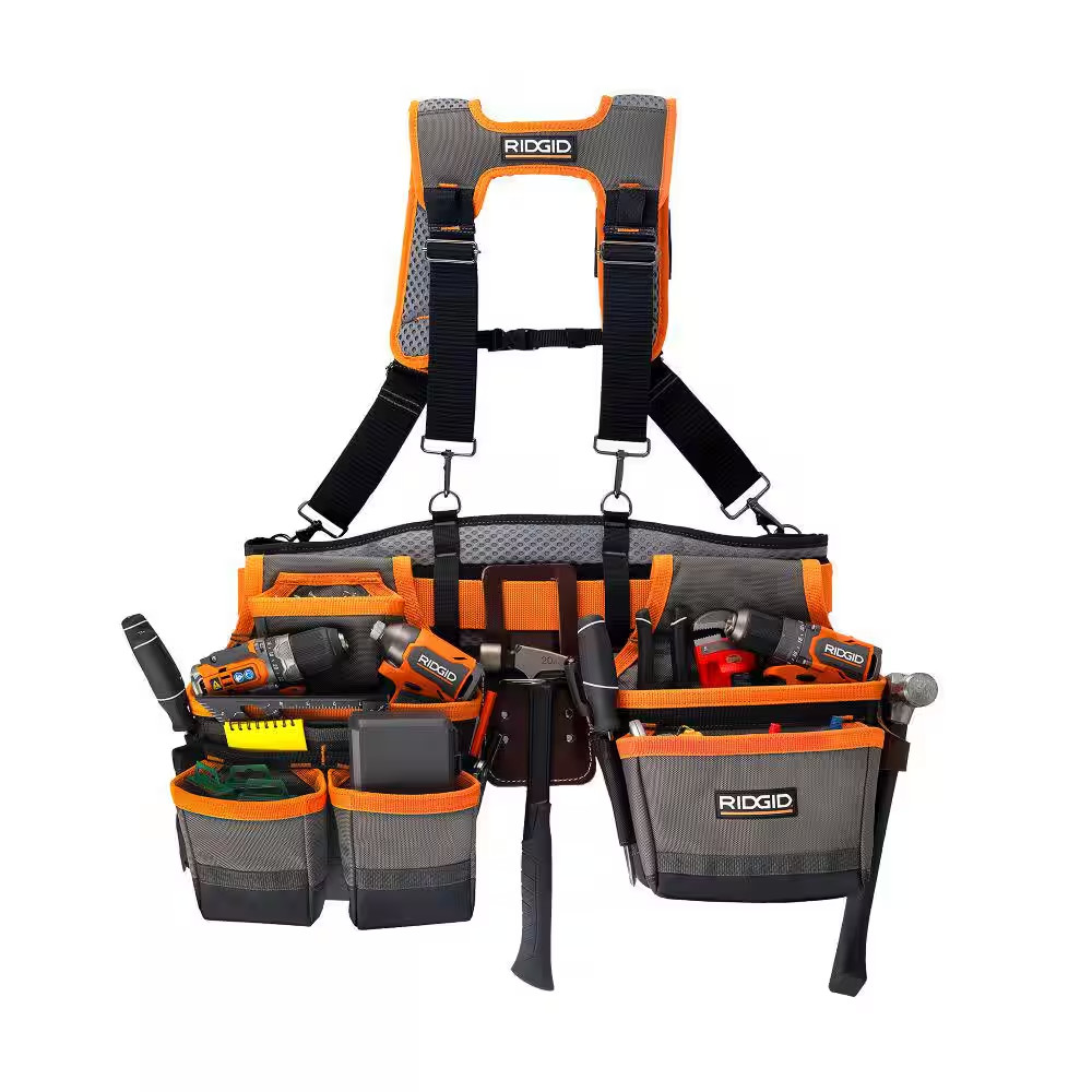 RIDGID 29 In. 23 Pocket Professional Grade 2-Bag Suspension Rig Work Tool Belt w