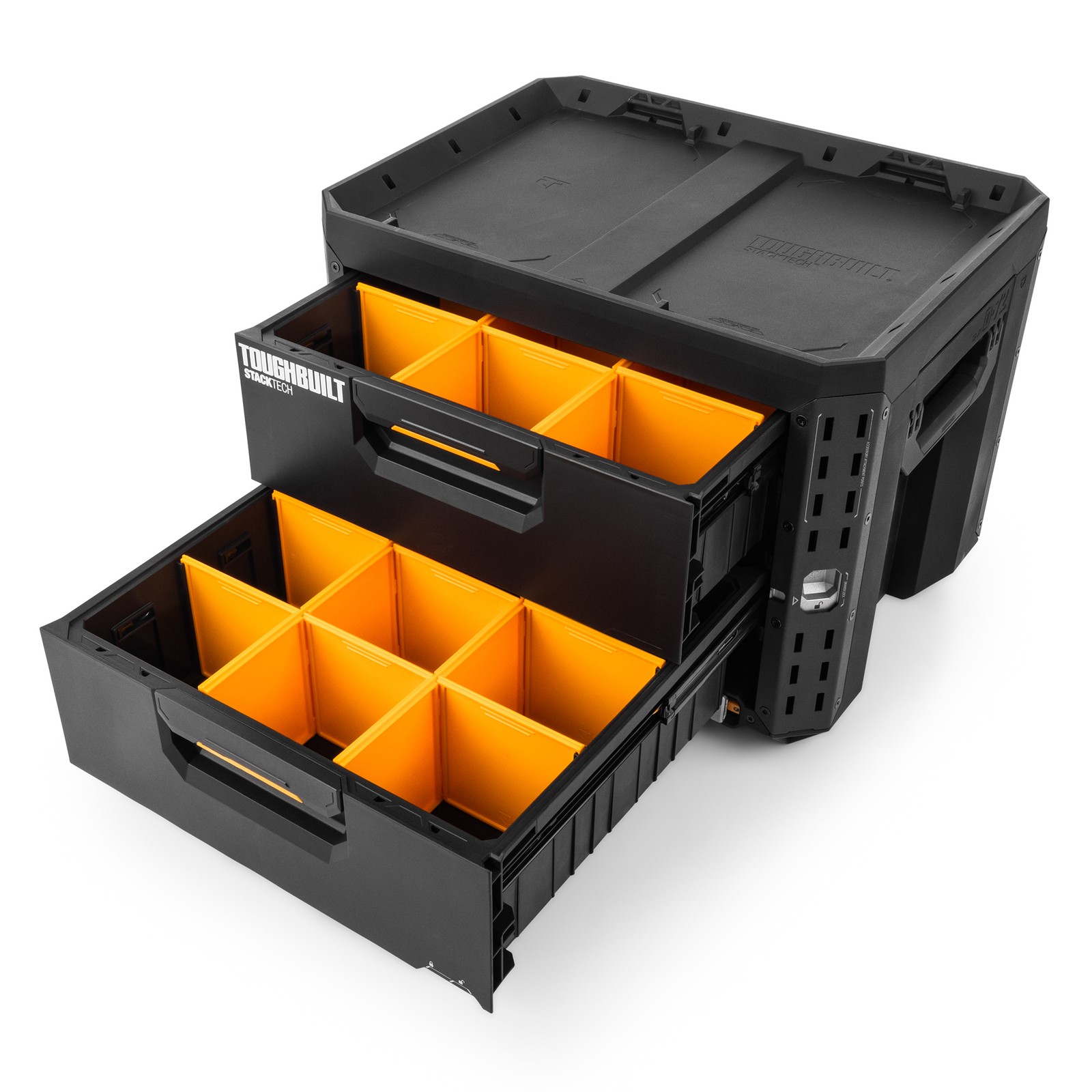 ToughBuilt StackTech 2-Drawer Locking Box, Plastic Storage Tool & Gear Organizer
