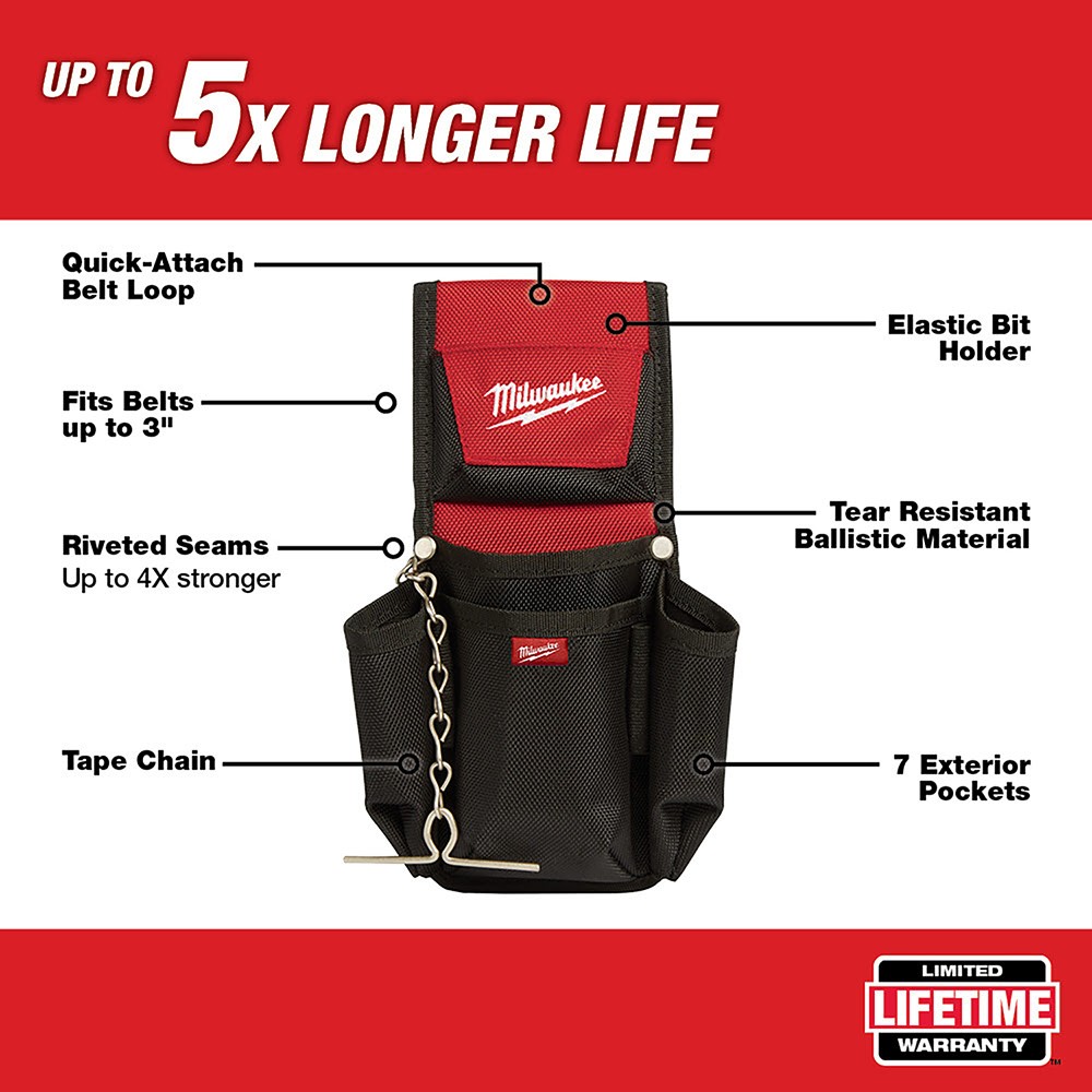 Milwaukee 48-22-8118 1680D Ballistic Compact Utility Pouch, 7 Exterior Pockets