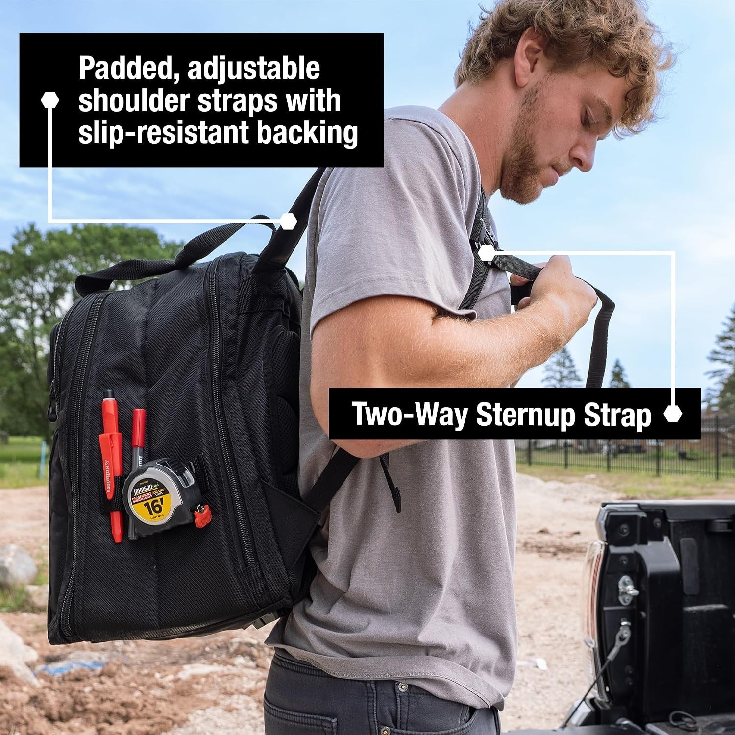 Versatile Heavy-Duty Tool Backpack – 36 Pockets & Sunglasses Protector Included