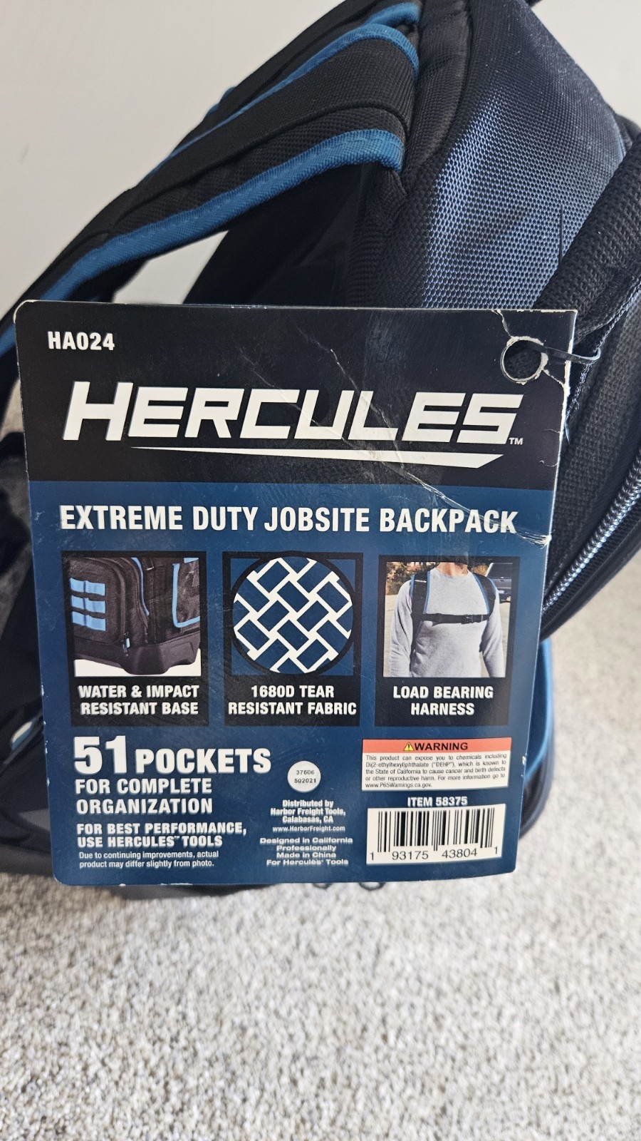 Hercules Extreme Duty Jobsite Backpack Blue/Black HA024