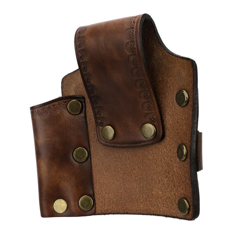 TOURBON Leather 3-in-1 Pocket Tool Belt Pouch Hammer Sheath Tape Measure Holder