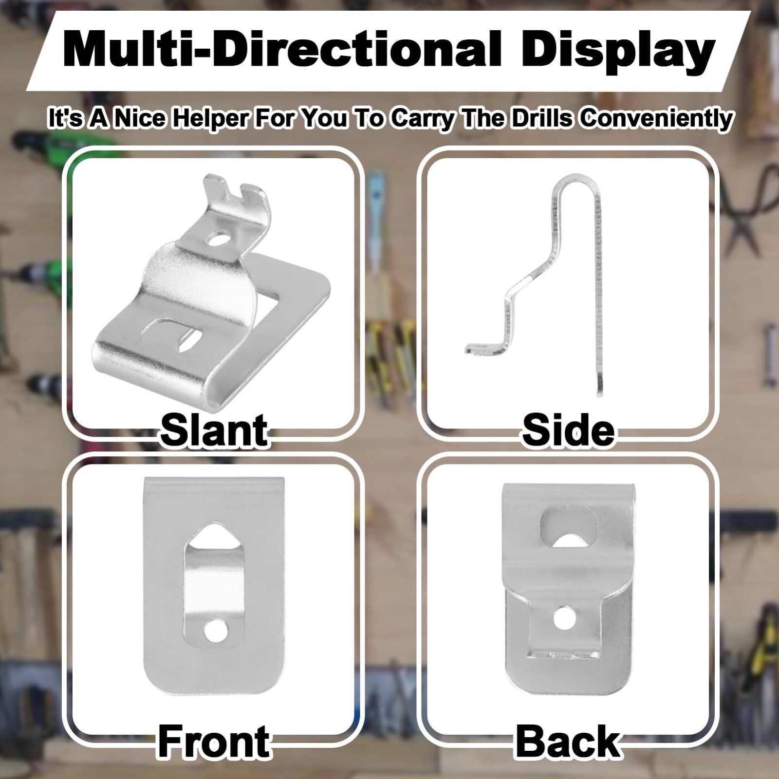 Stainless Steel Belt Clips Kit – 10PCS Tool Hooks with Screws for Power Tools