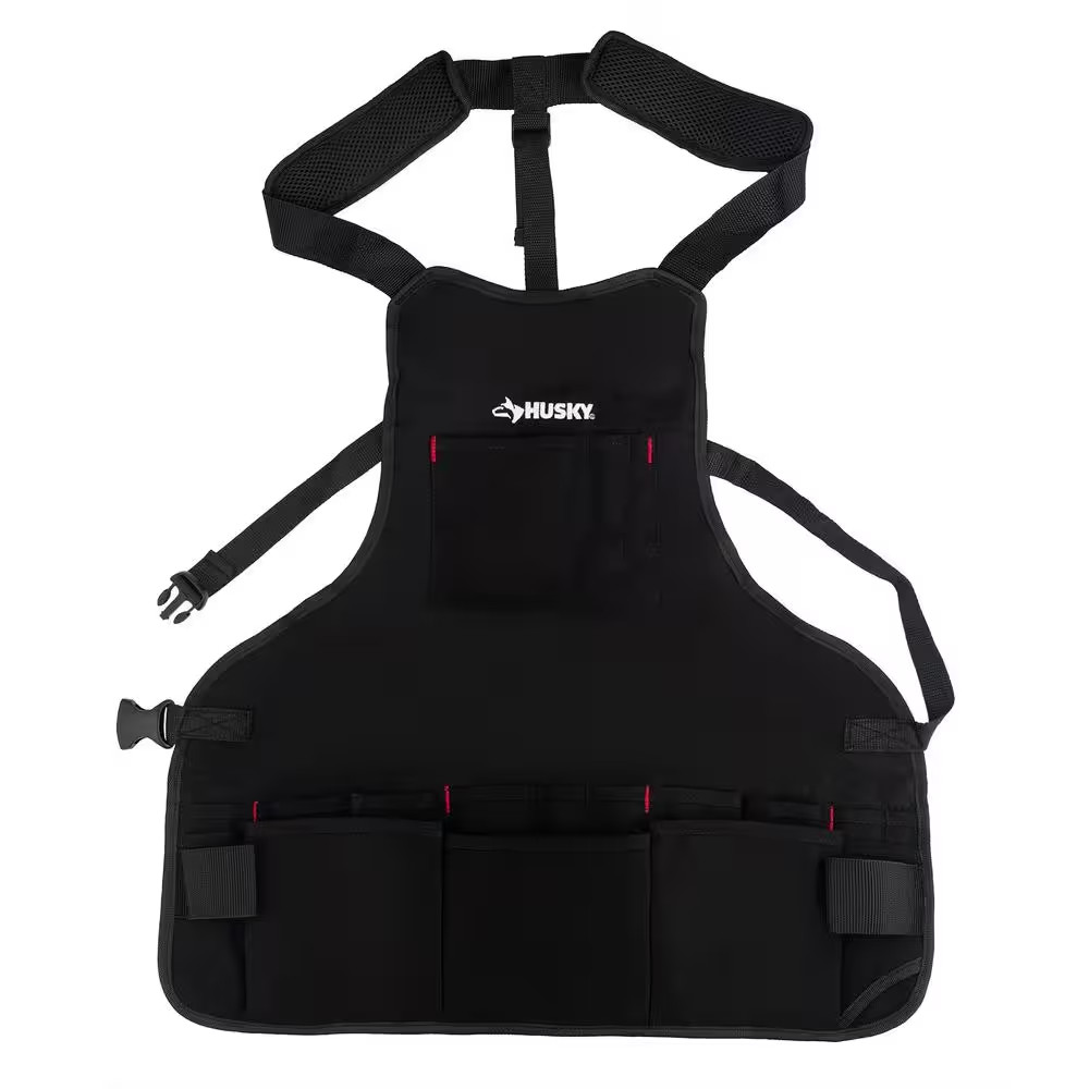 23 In. 16-Pocket Black Canvas Bib Tool Work Apron