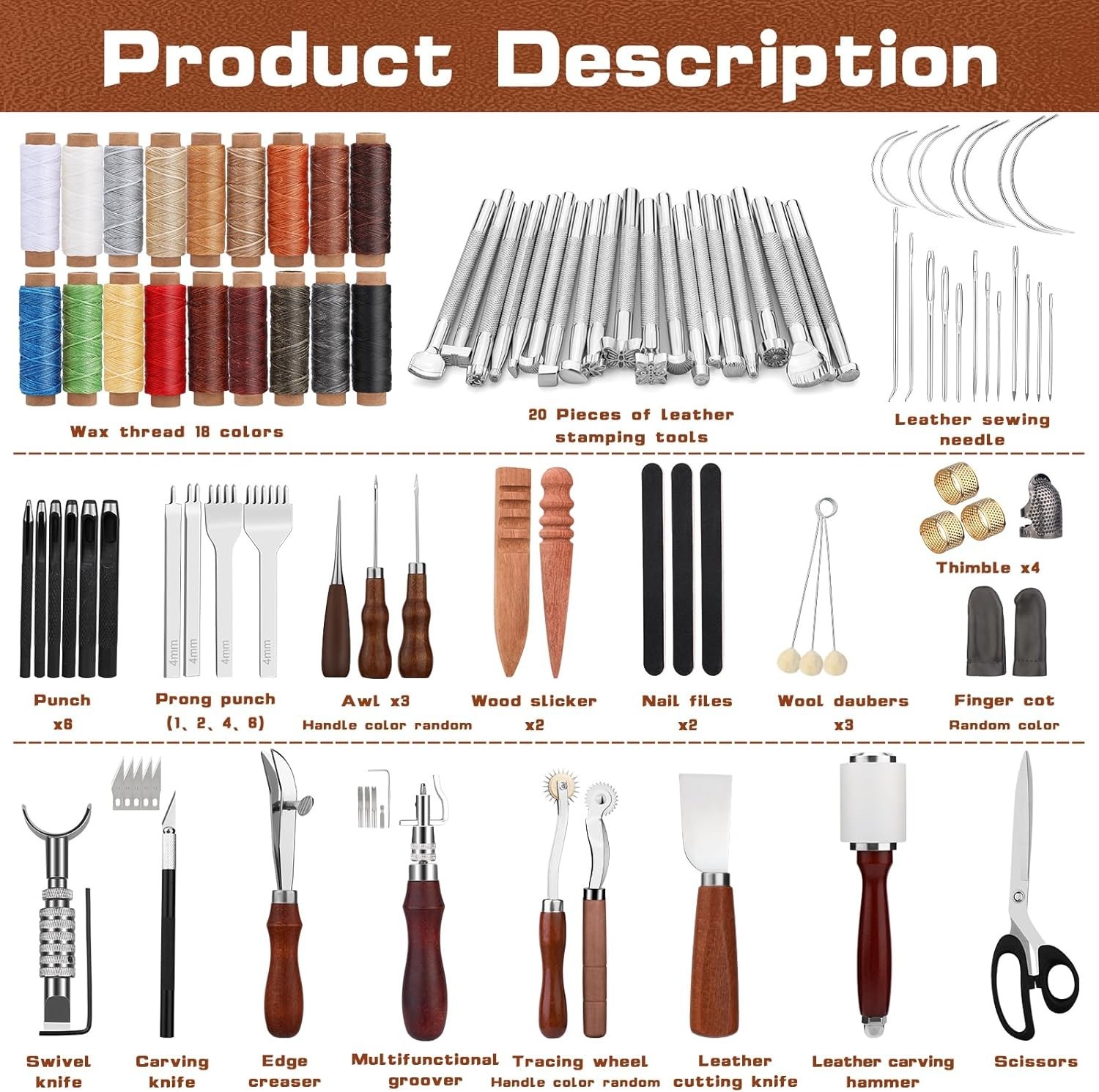 Leather Working Tool Leatherworking Tool Kit with Custom Storage Bag for Carving