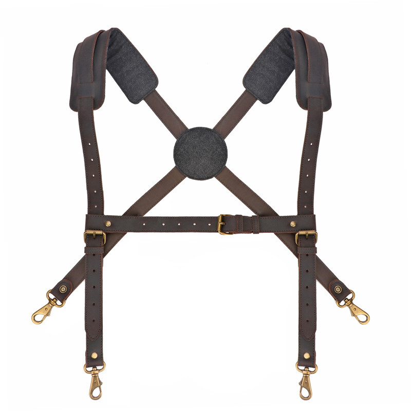 TOURBON Leather Heavy Duty Tool Carry Chest Strap Suspenders Carpenter Hamess US
