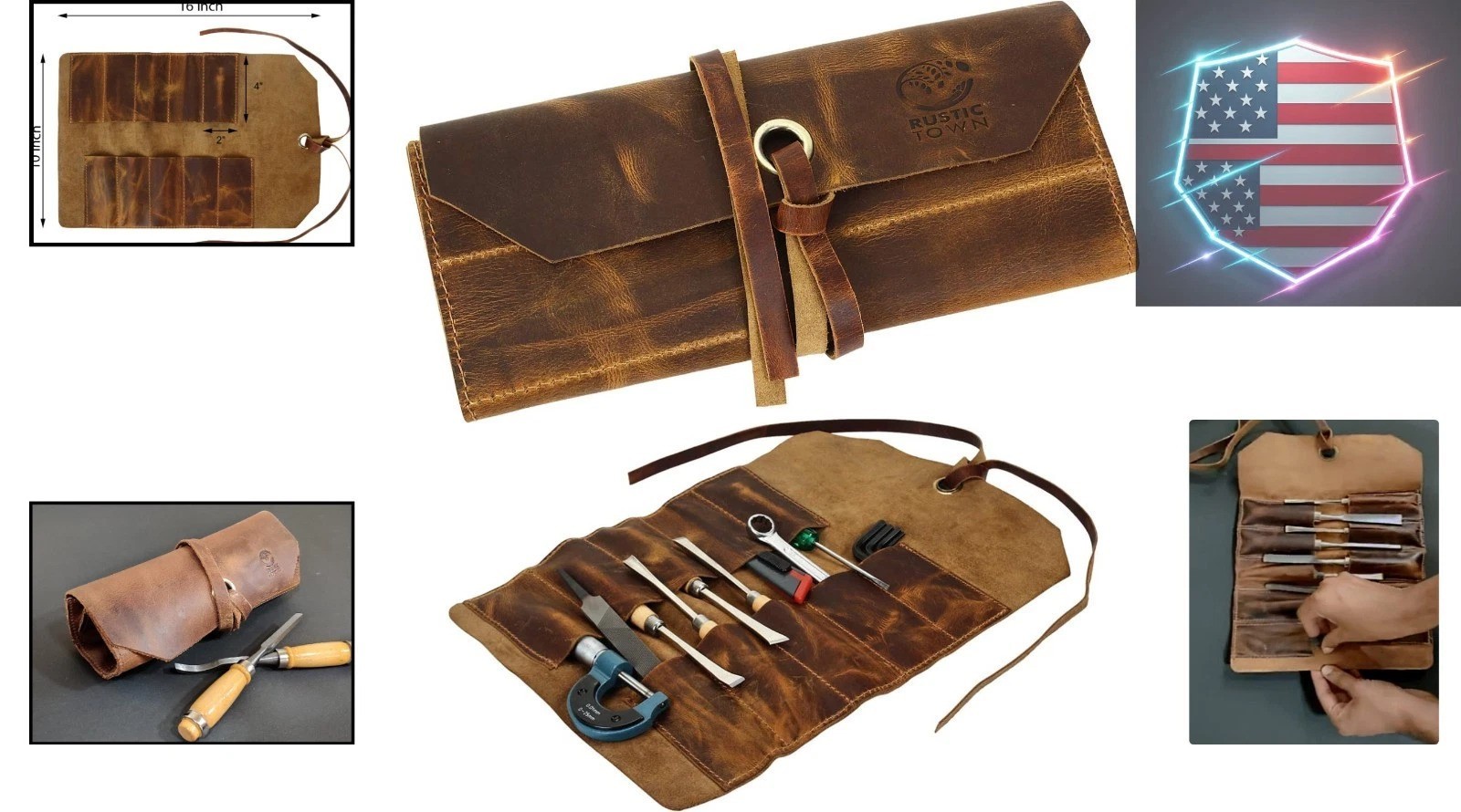 Leather Tool Roll Up Pouch – Leather Tool Wrench Roll/Chisel Bag by.