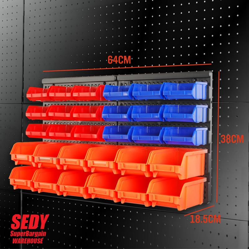 60 PC Bins Wall Mounted Storage Solution Rack Nuts & Bolts Organizer Small Parts