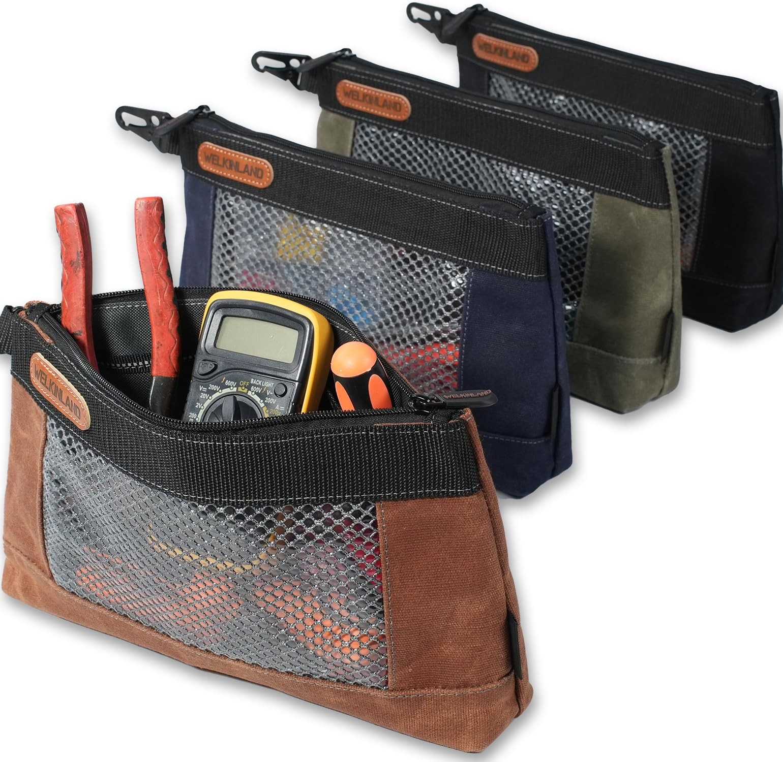 WELKINLAND 4 Piece-Pack 11.81 x 7.09 x 2.36 inches, Black/Olive/Navy/Brown