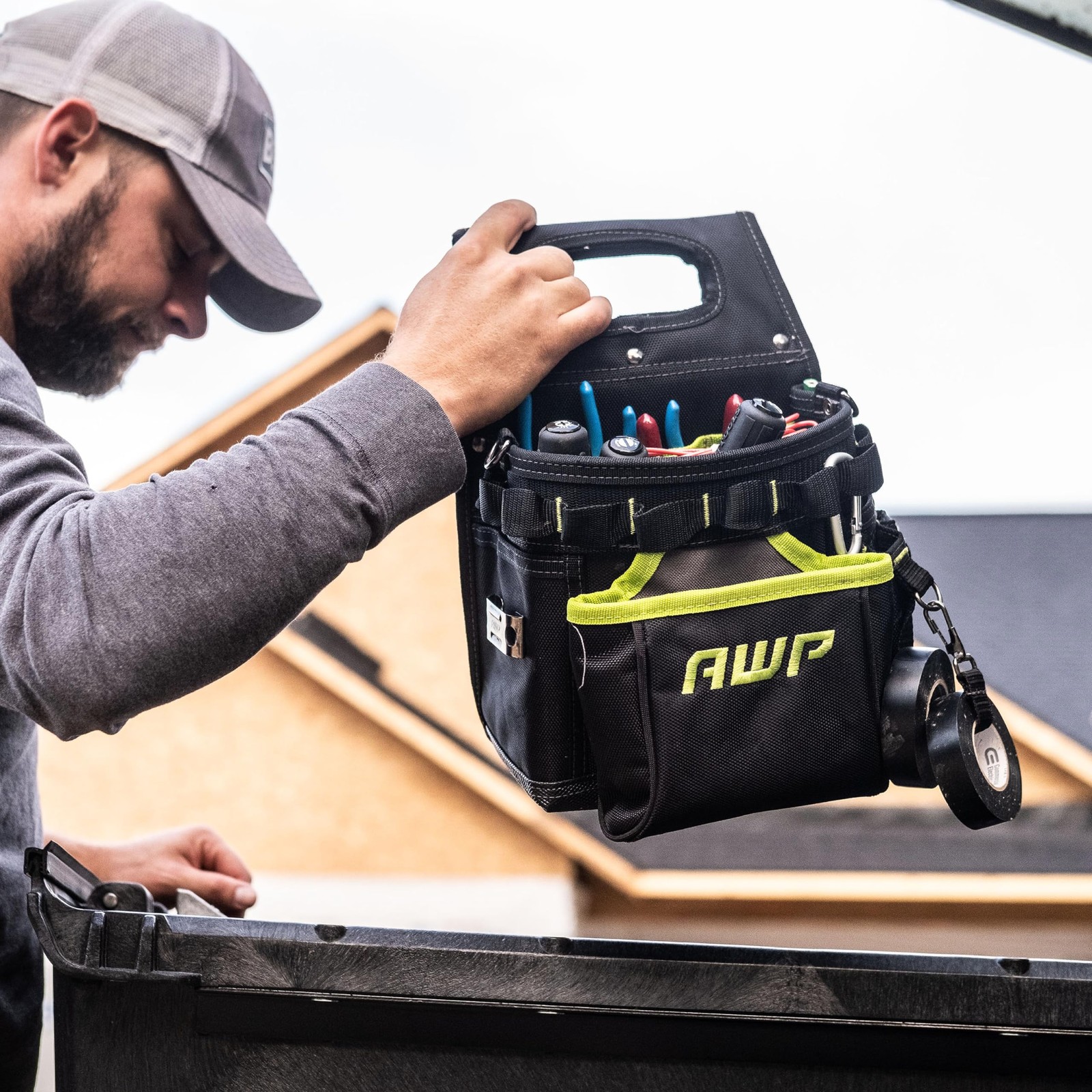 TrapJaw 3-in-1 Electrician Tool Pouch with Spring-Loaded Technology, Designed fo
